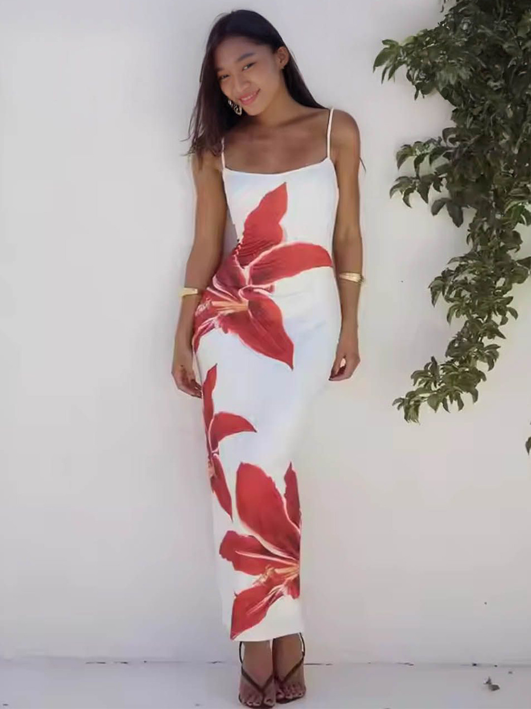 StyleCast Trendy White Floral Print  Maxi Dress For Women