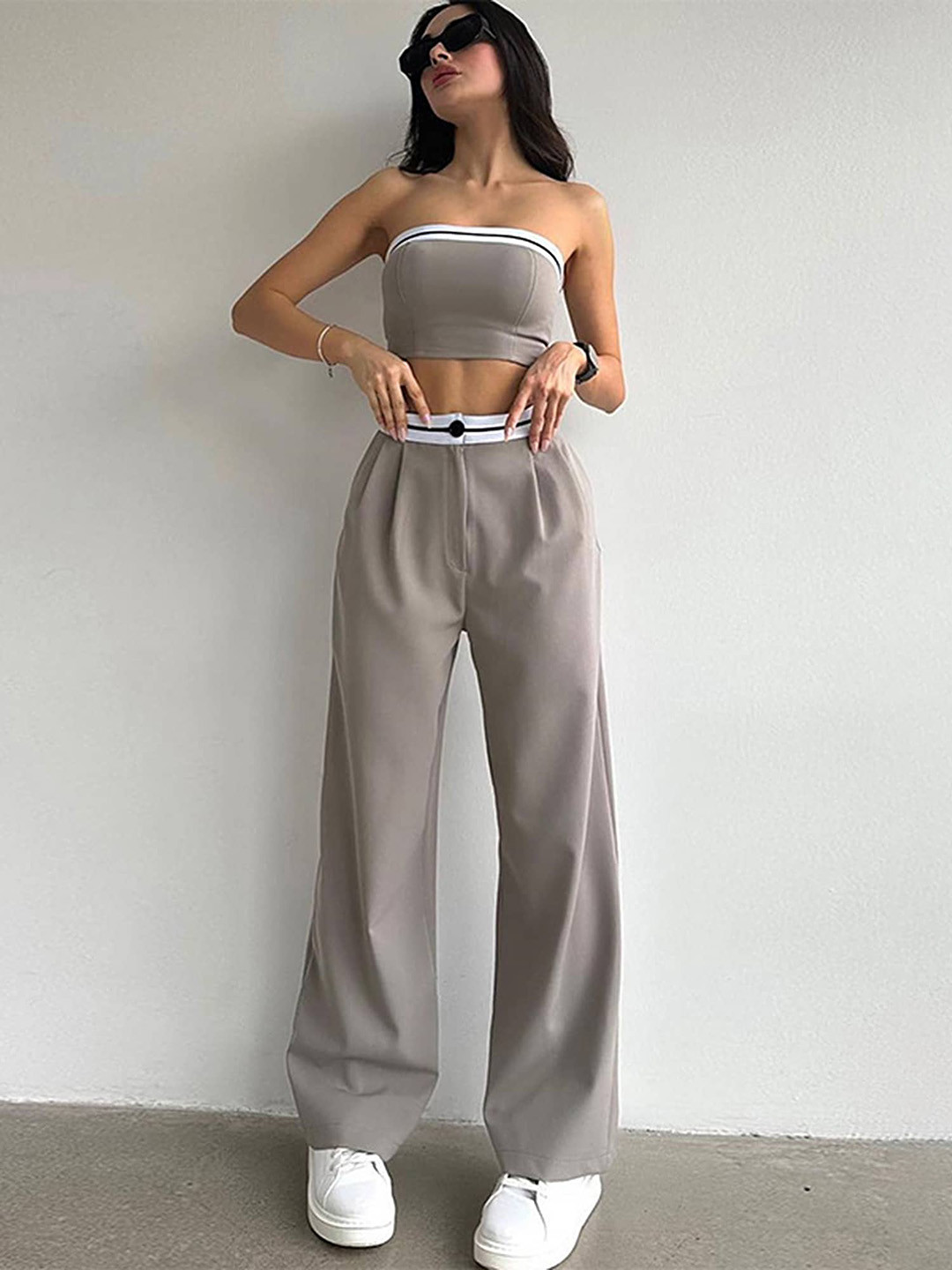 LULU & SKY Strapless Tube Top With Flared Trousers
