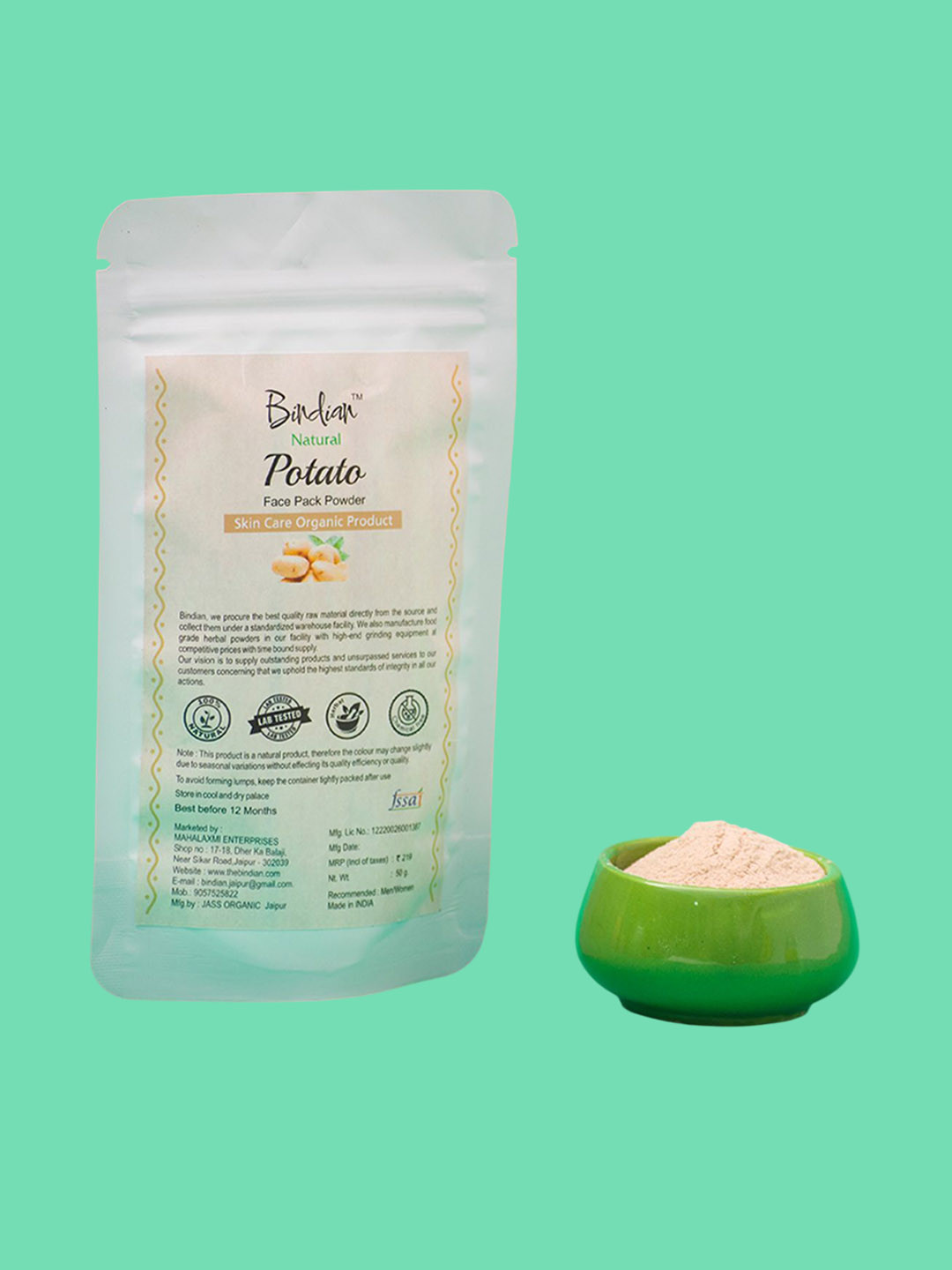 Bindian Potato Face Pack Powder for Tan Removal - 50 g