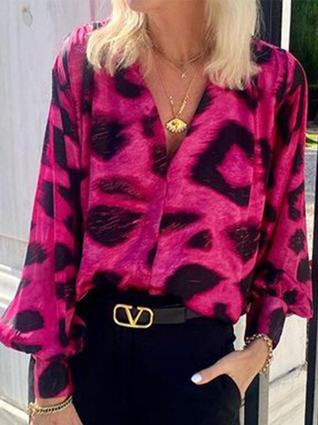 StyleCast Abstract Print V-Neck Top