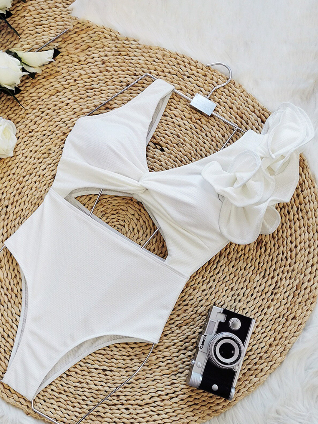 LULU & SKY Ruffled Cut Out Bodysuit