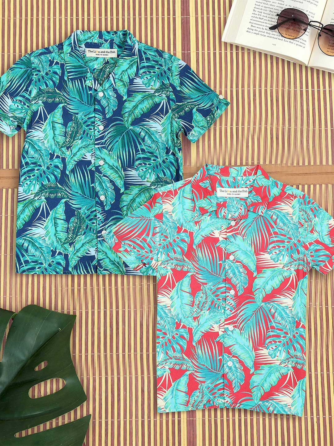 The Lion and The Fish Boys Selection Of 2 Tropical Printed Shirts