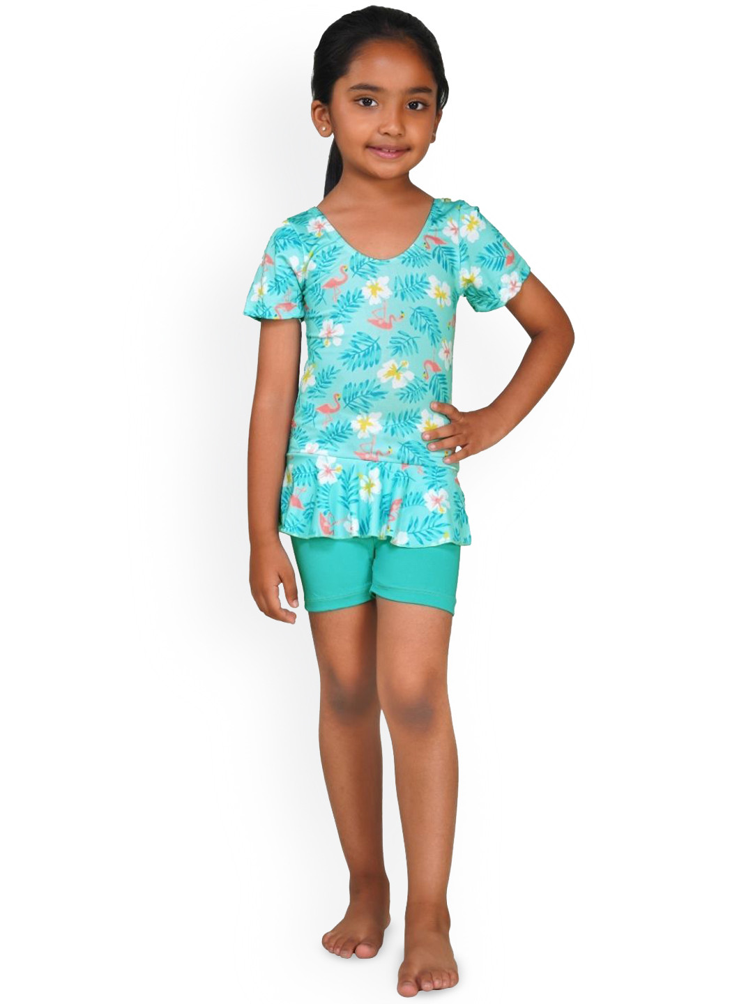 SHIFTER Girls Printed Swimsuit With Attached Shorts