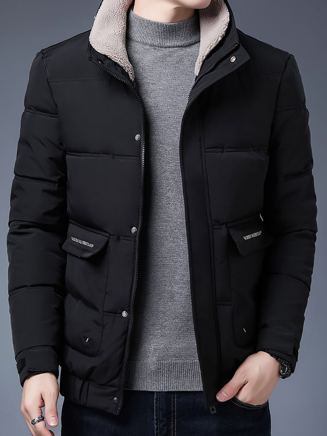 StyleCast x Revolte Men Rapid-Dry Mock Collar Solid Casual Parka Jacket