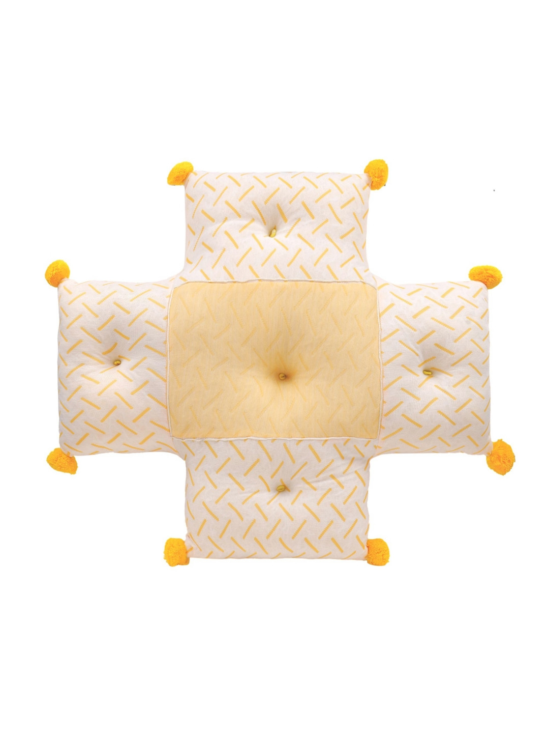 SH Creation and Handlooms Yellow & White Self-Designed Pre-Filled Swing Cushions