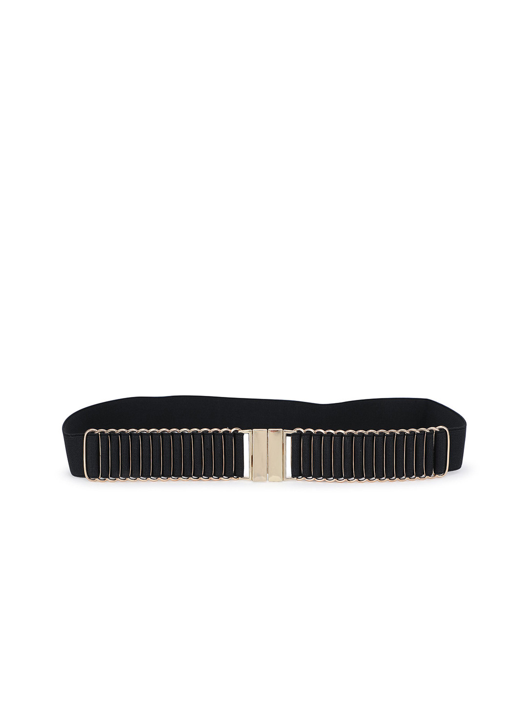 MICHAEL KOVLIN Girls Retro Milan Black Gold Buckle Belt