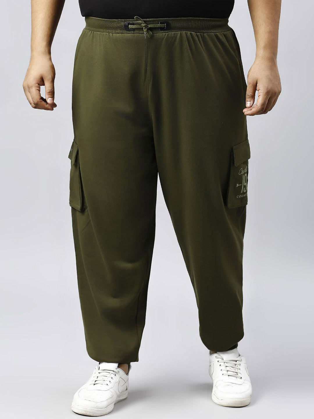 Xmex Men Mid Rise Plus Size Cargo Style Joggers