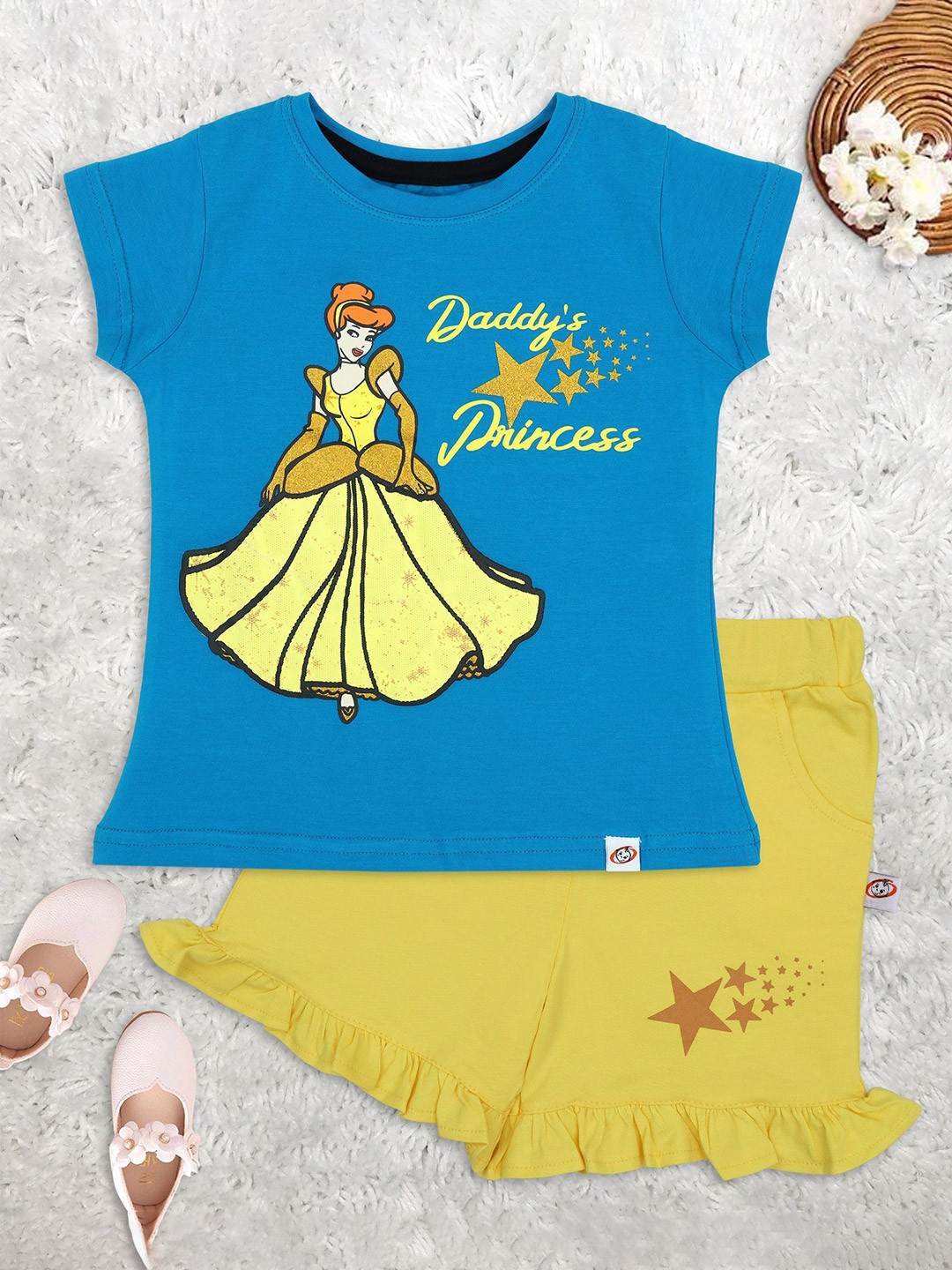 Nino Togs Girls Disney Princess Printed Short Sleeves T-shirt With Shorts