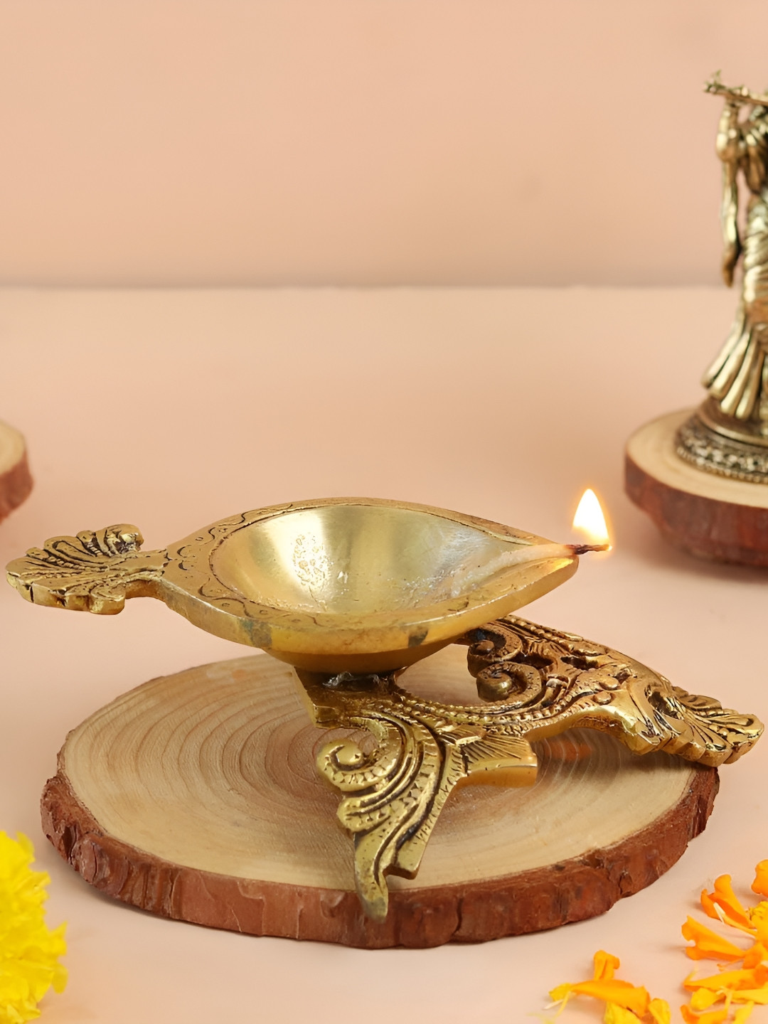 The Spiritual Living Yellow Textured Beautiful Diya