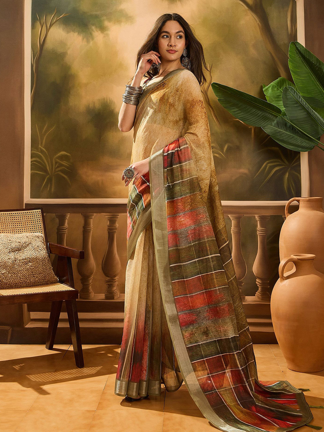 SAINOOR Women Printed Cotton Blend Saree