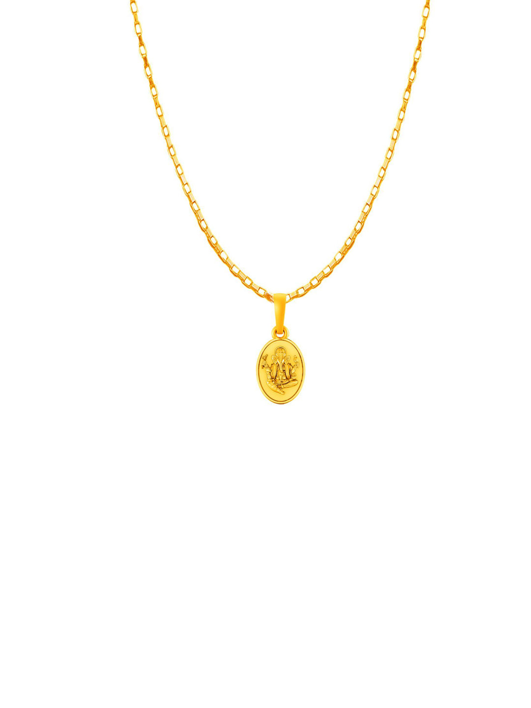 Metronaut 92.5 Silver 22KT Gold-Plated Oval Ganesh Pendant with Chain