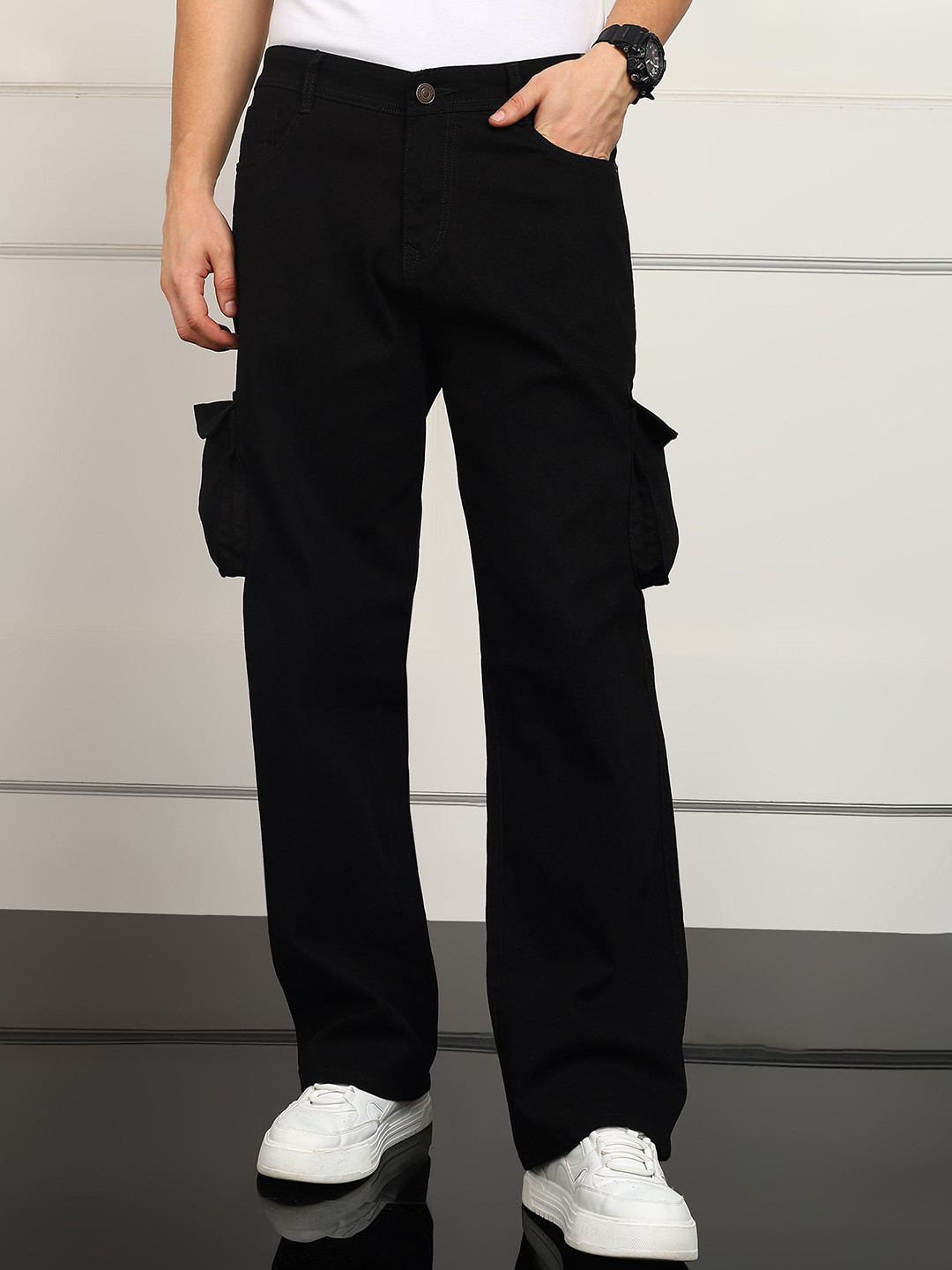 ANGERHOOD Men Easy Wash Cargos Trousers