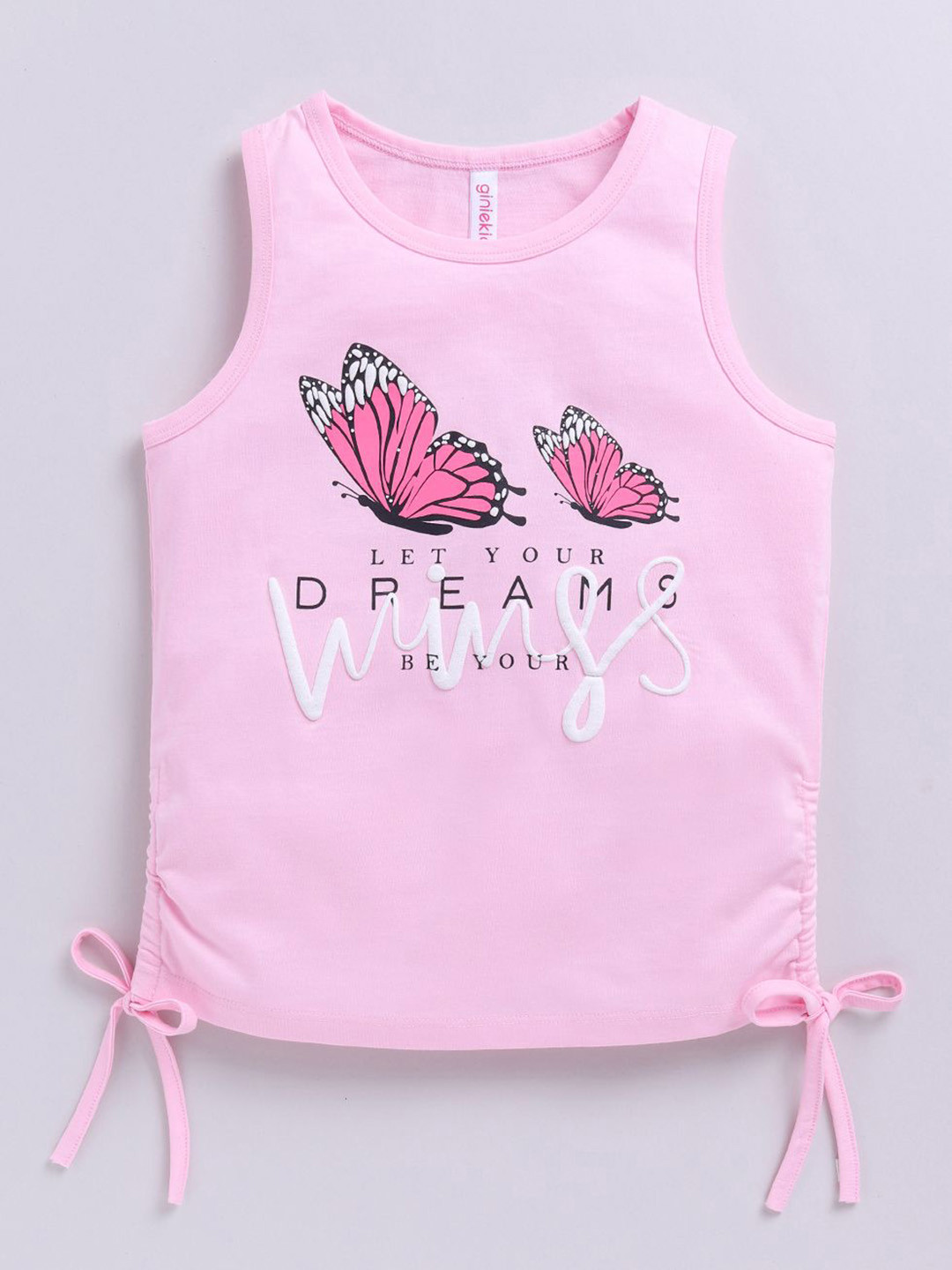 Ginie Girl Round neck typography printed Cotton Top