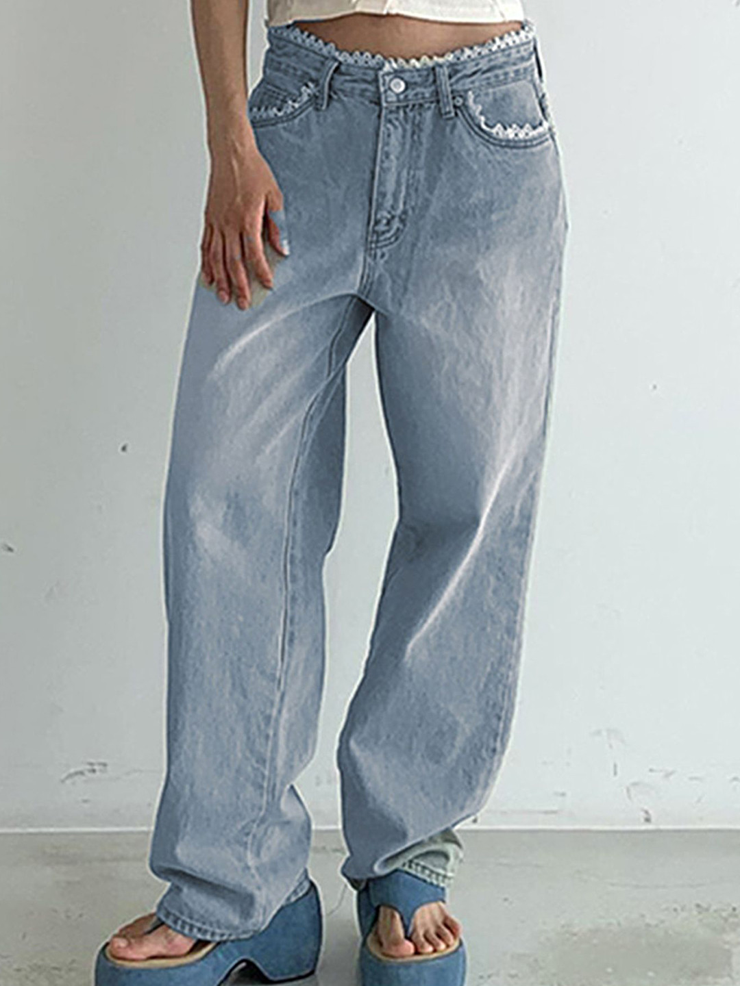 LULU & SKY Blue Women Flared Light Fade Jeans