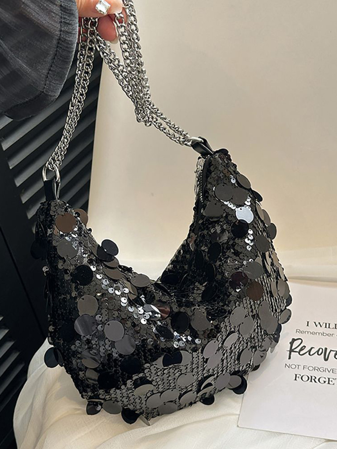 StyleCast x Revolte Embellished Half Moon Sling Bag