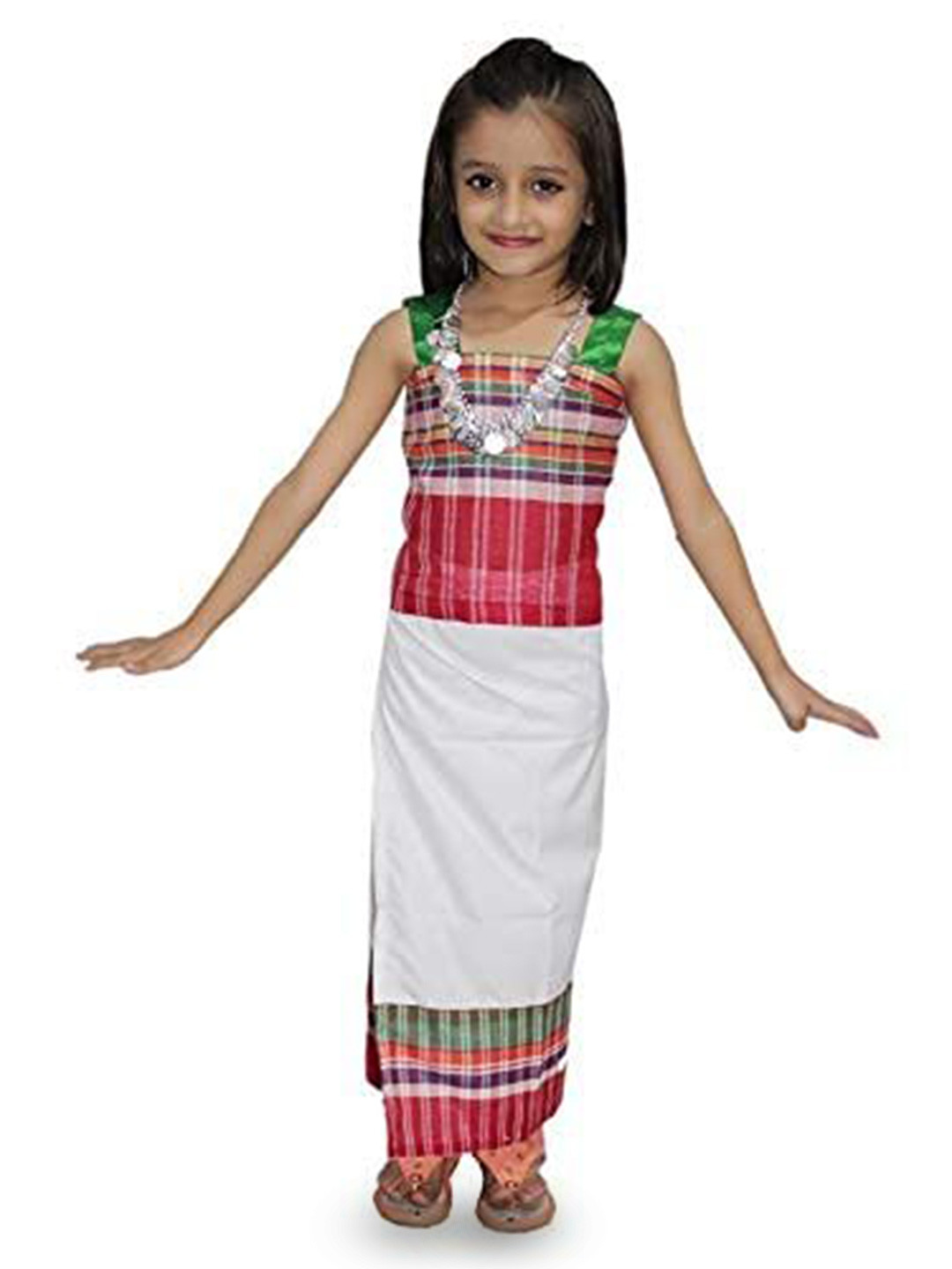 Kaku Fancy dresses Girls Checked Indian State Dance Costume