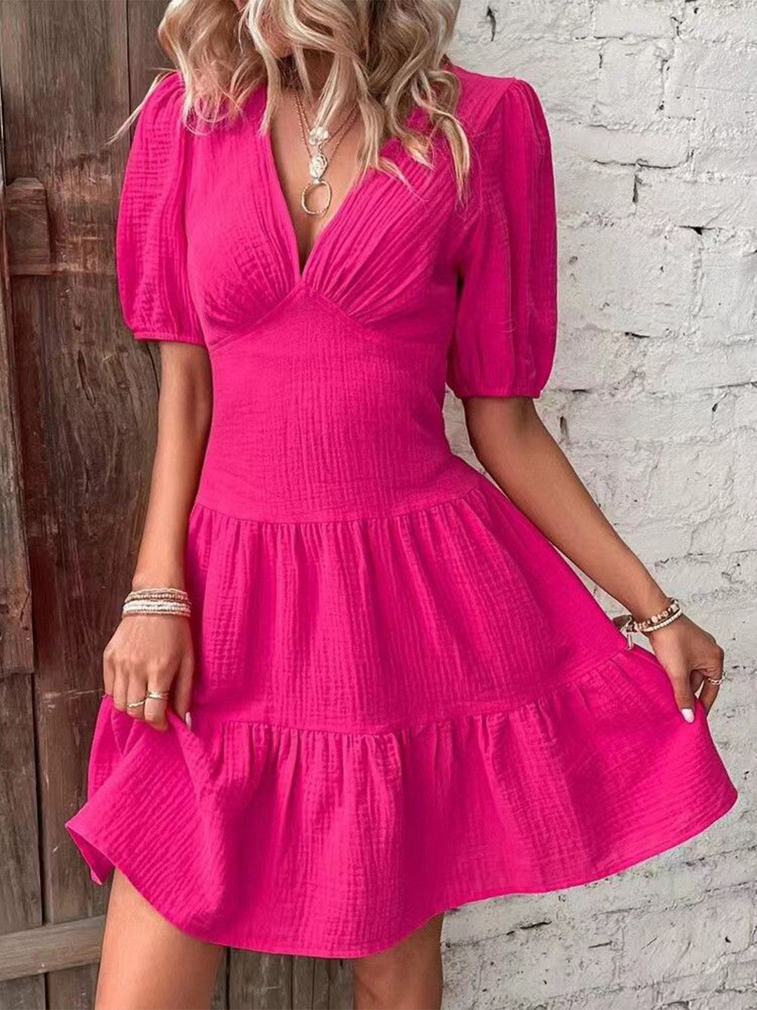 all about you Self Design Above Knee Fit & Flare Dress