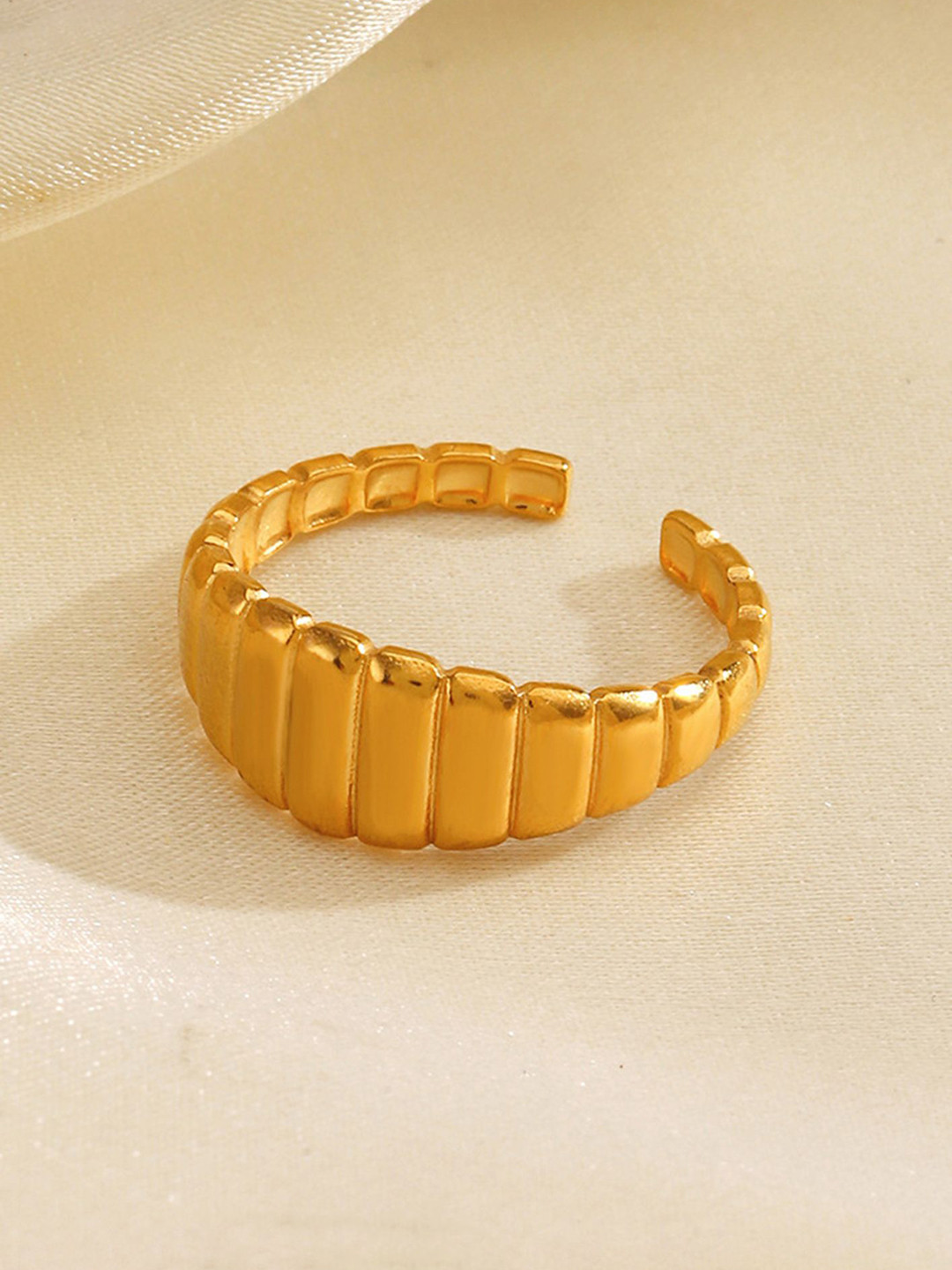 LULU & SKY Gold Plated Adjustable Stainless Steel Finger Ring