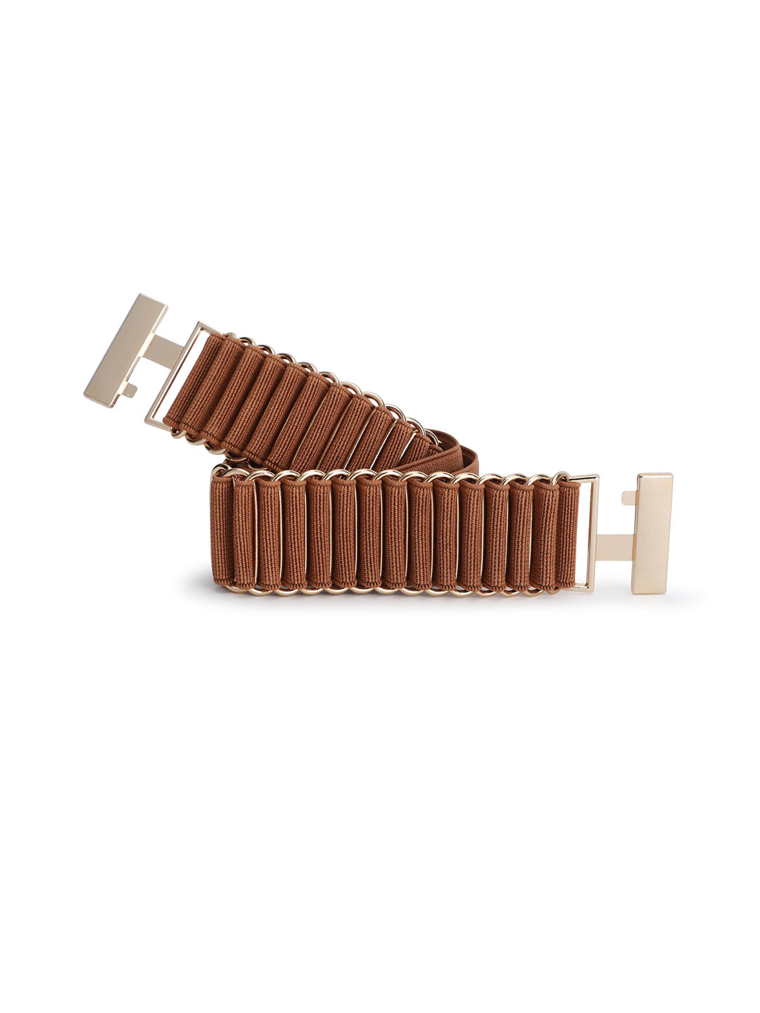 MICHAEL KOVLIN Girls Retro Milan Brown Belt Gold Buckle