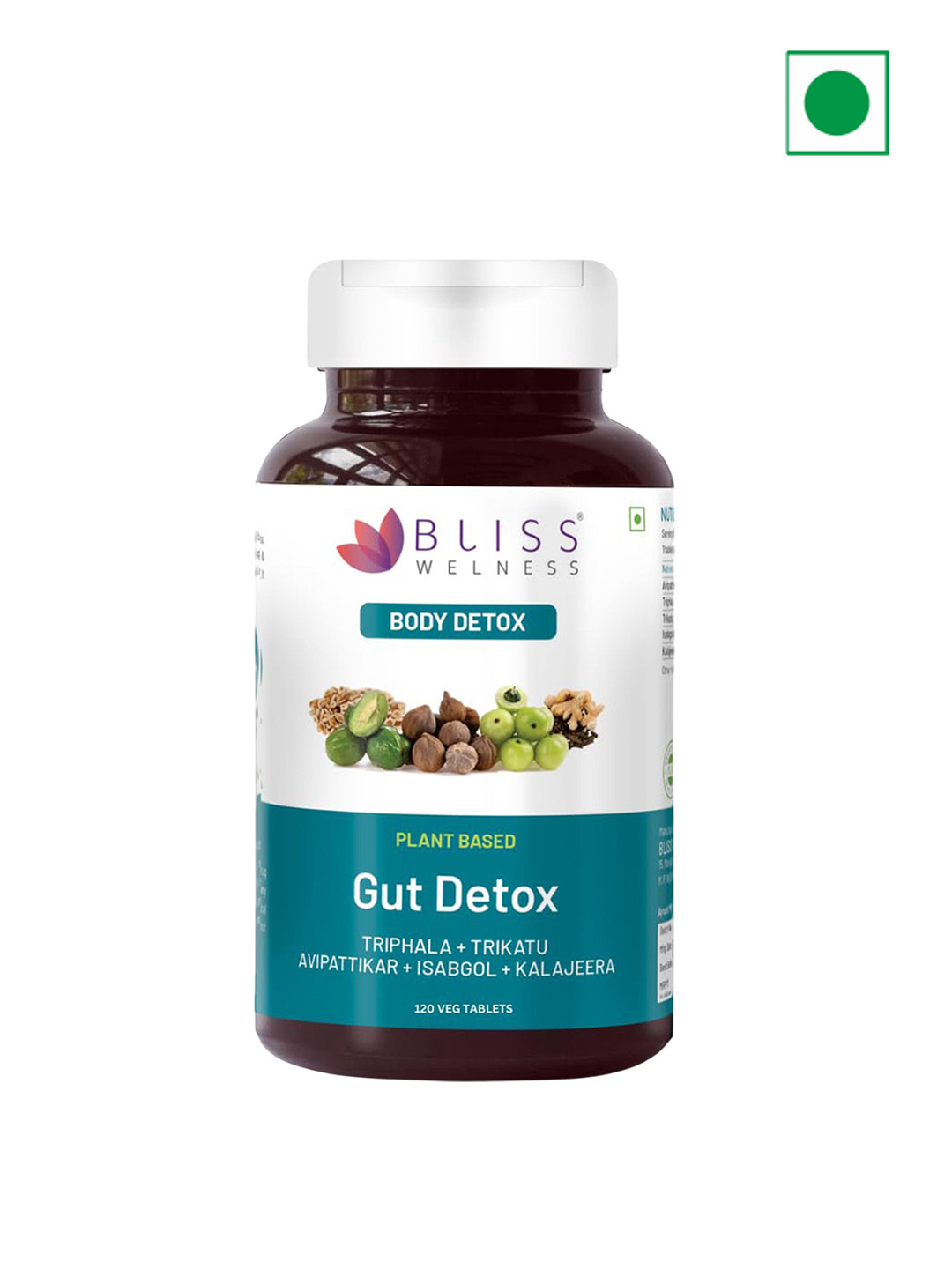 Bliss Welness Gut Detox With Trikatu & Triphala Supports Digestion & Metabolism - 120 Tab