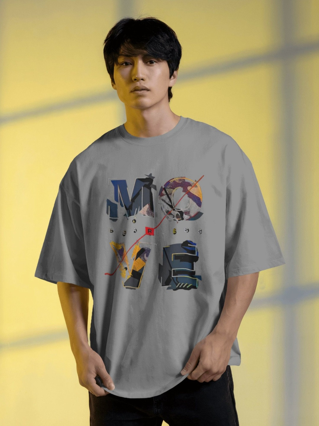 Silver Moon Clothing Men Oversized Self Design T-shirt