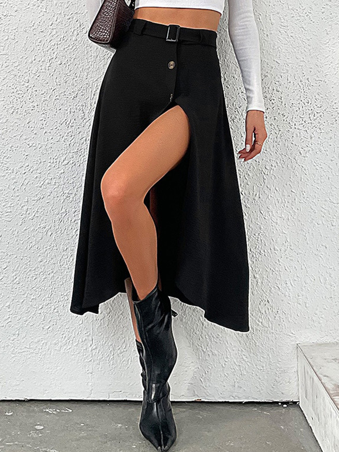 StyleCast A-Line Front Slit Midi Skirt