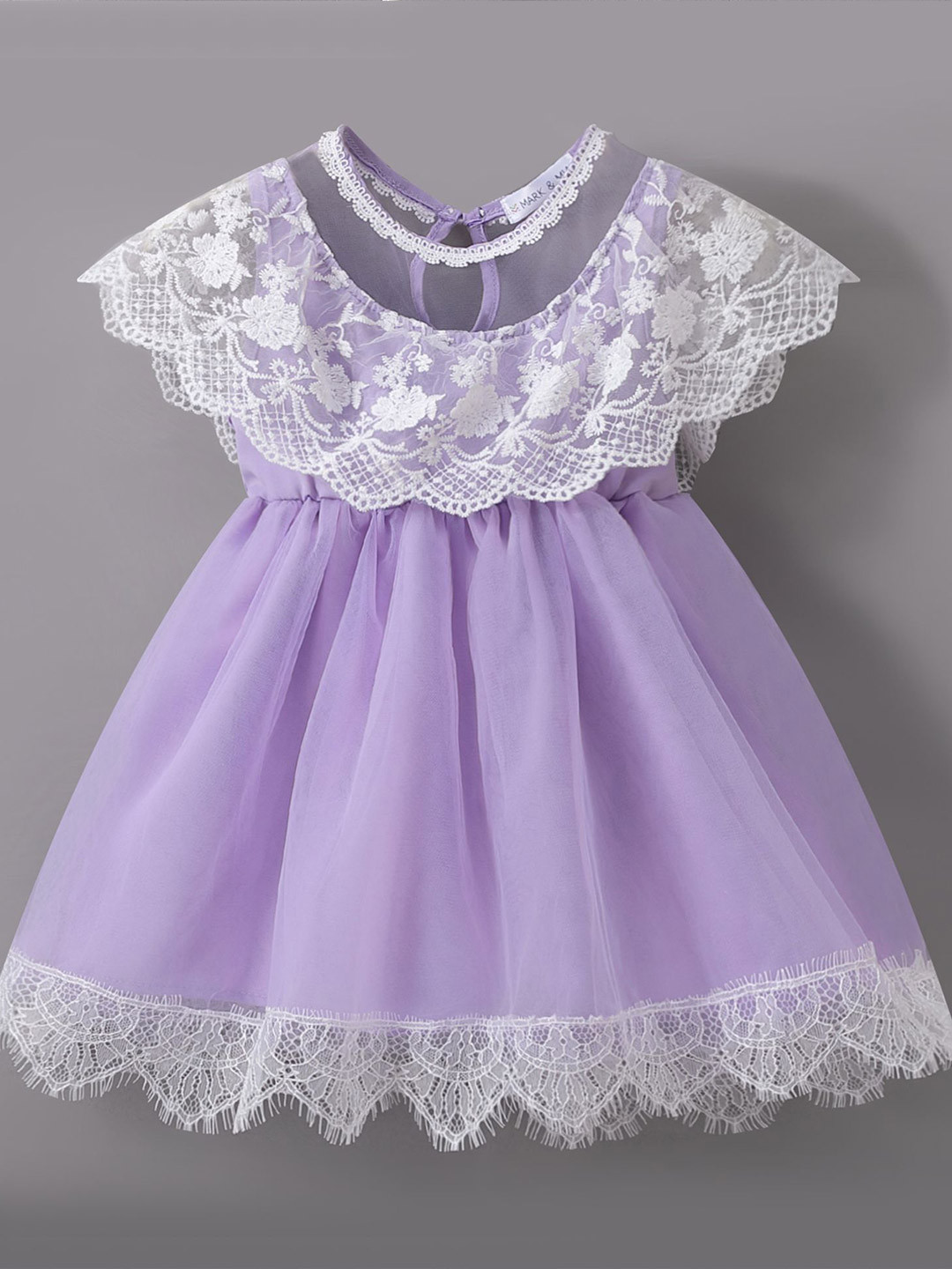 Mark & Mia Girls Solid Lace Inserts Detail Fit and Flare Dress