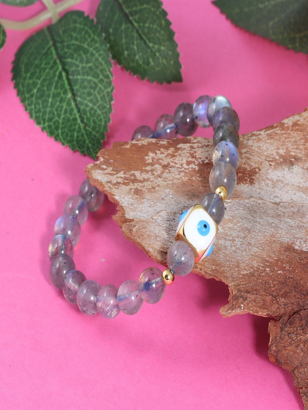 Nirvana Unisex Sterling Silver Labradorite Gold-Plated Bracelet