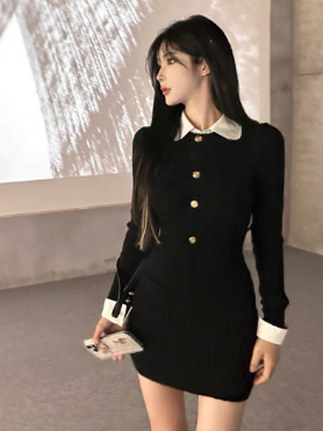 StyleCast Shirt Collar Bodycon Mini Dress