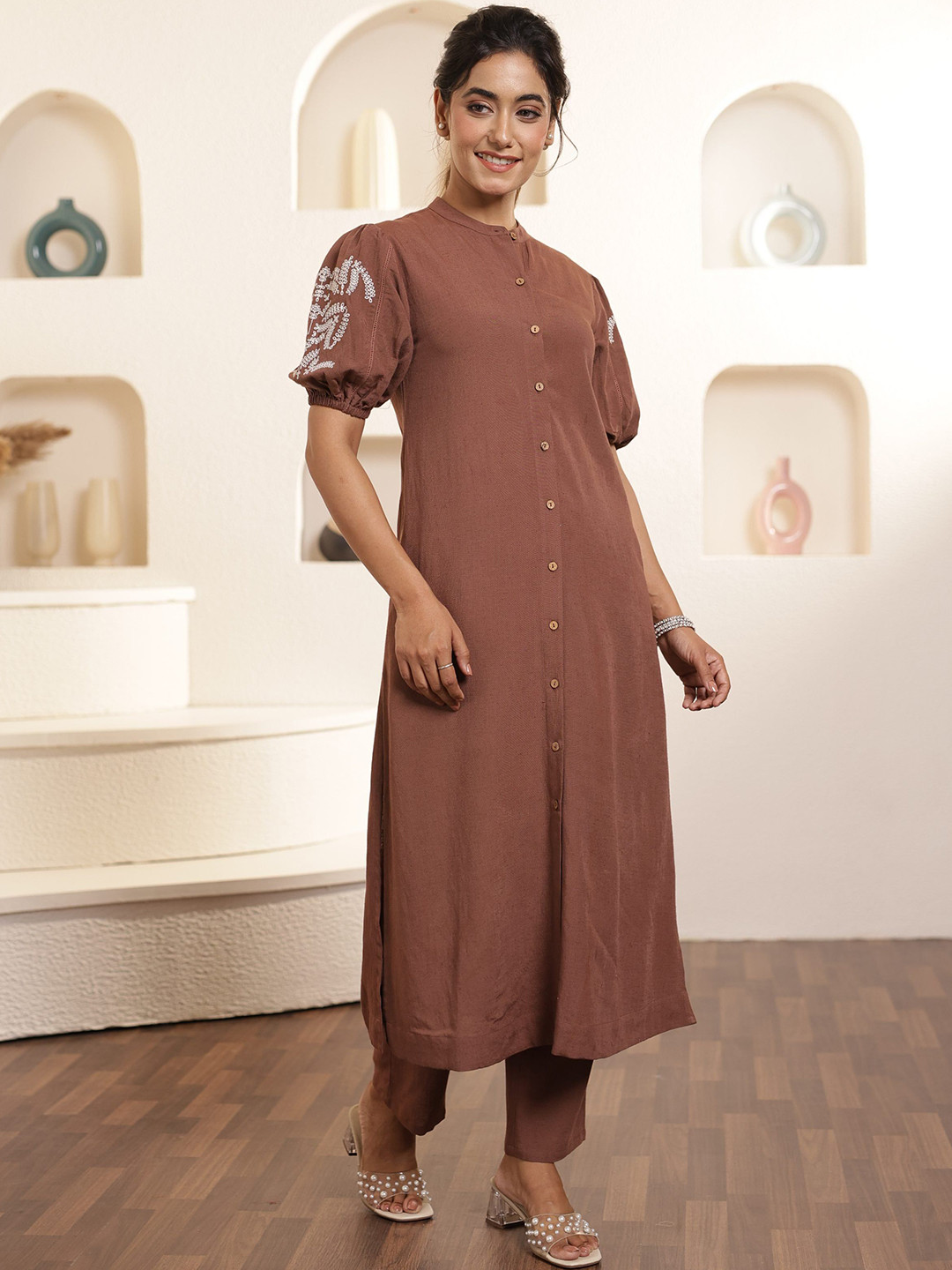 Aralia Women Regular Pure Cotton Kurta with Trousers