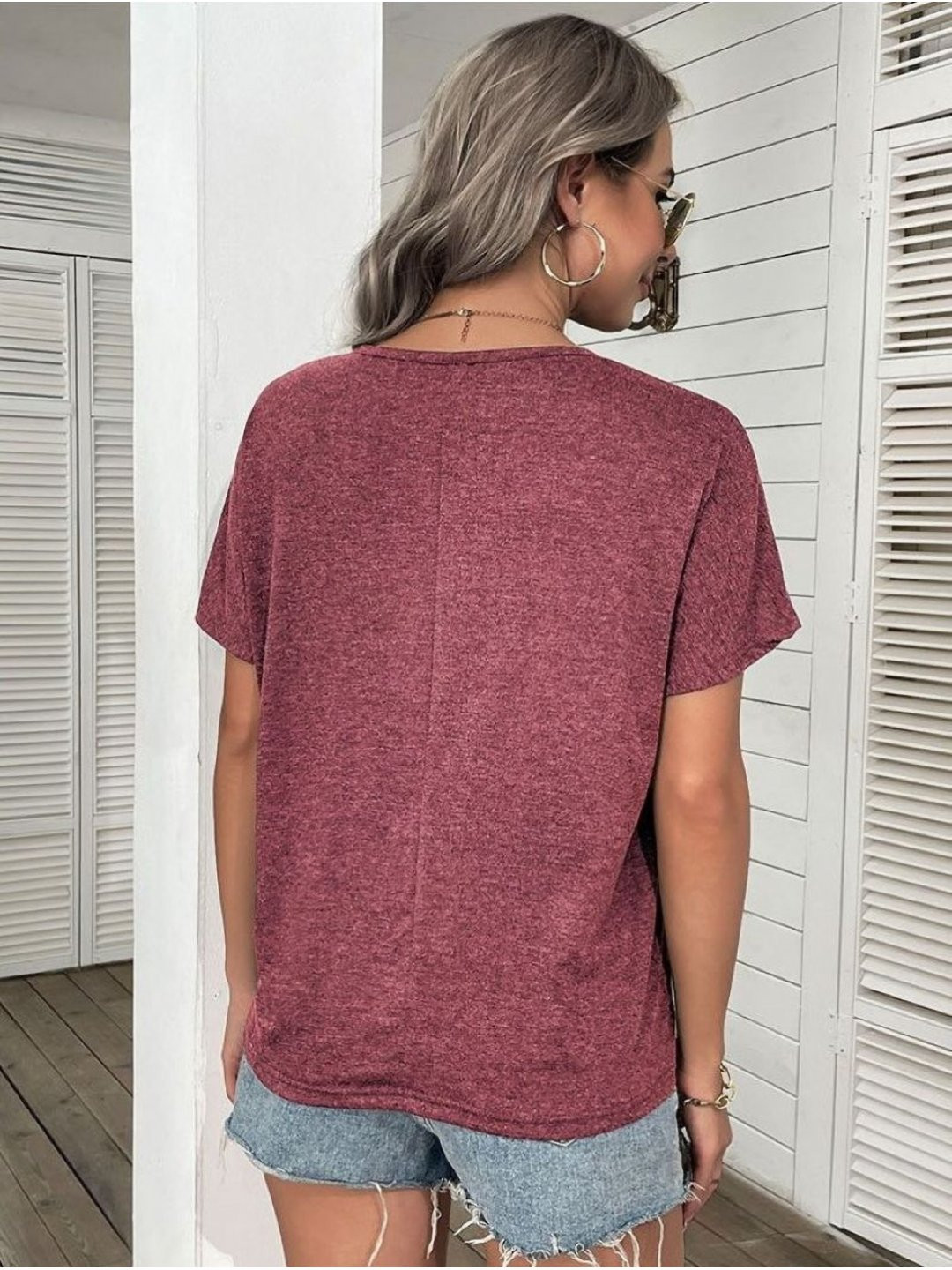 StyleCast Women Solid Henley Neck T-shirt