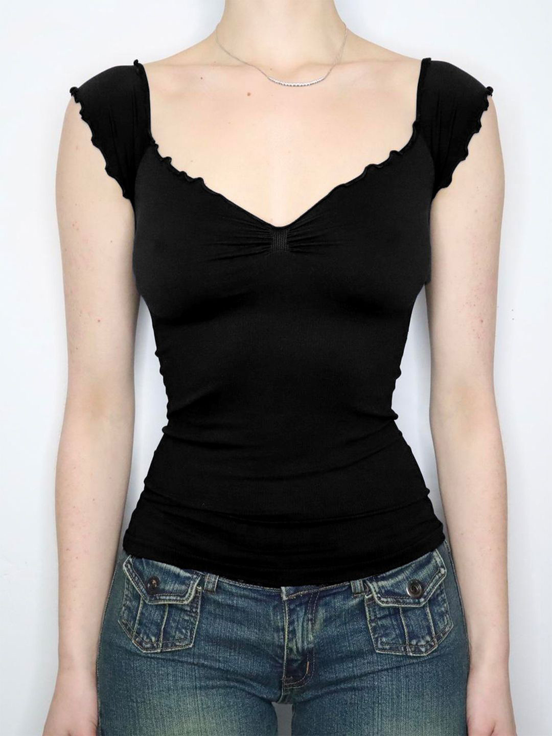 StyleCast Women Solid V-Neck Top