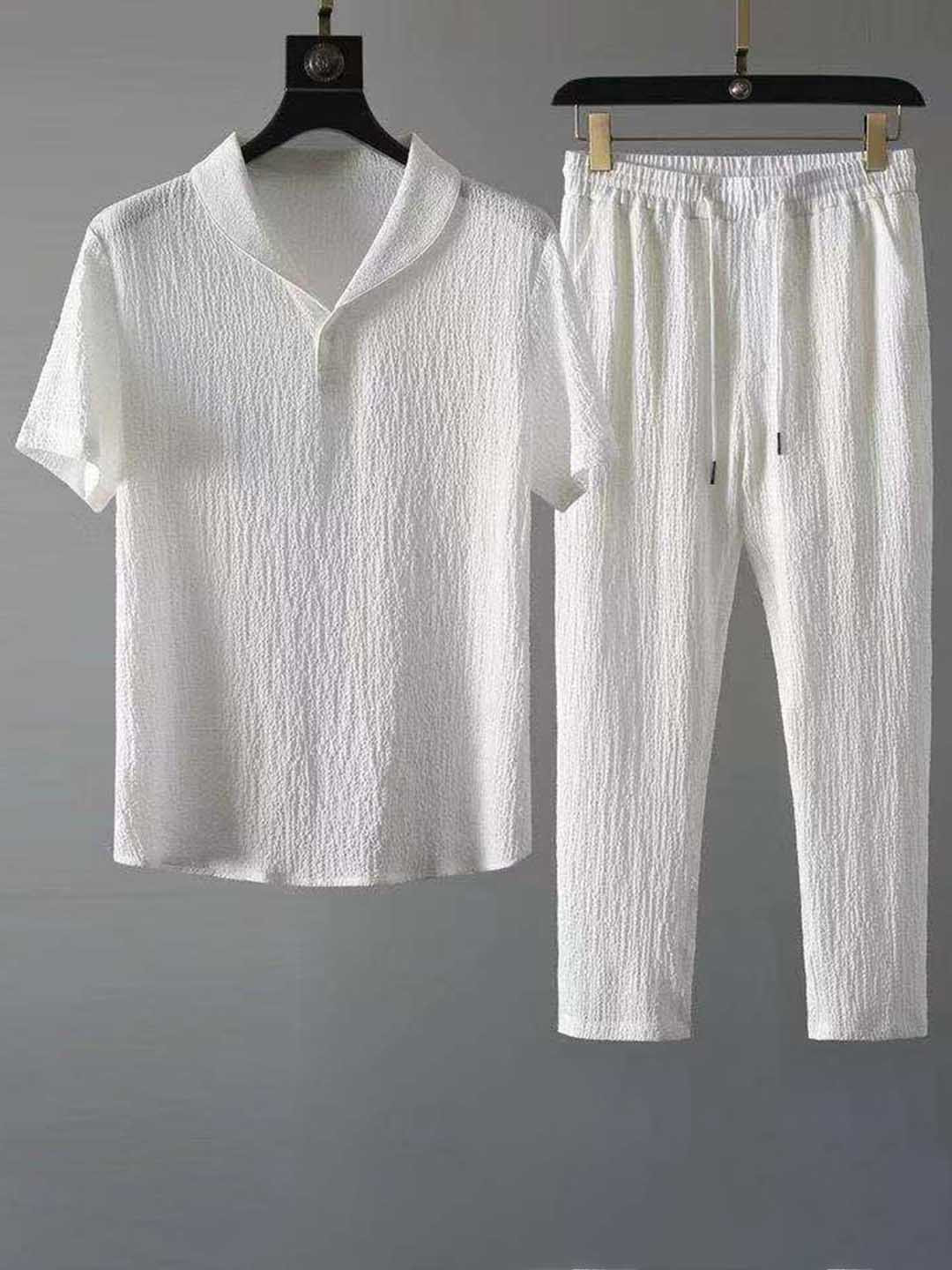 StyleCast White Polo Collar T-shirt with Pyjamas
