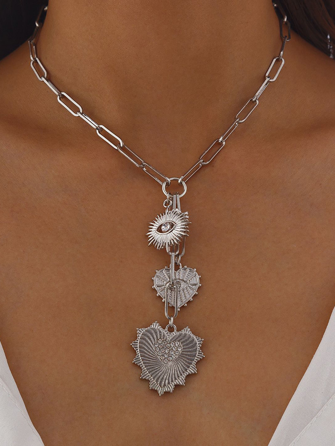 StyleCast x Revolte Silver-Plated Link Chains Statement Necklace