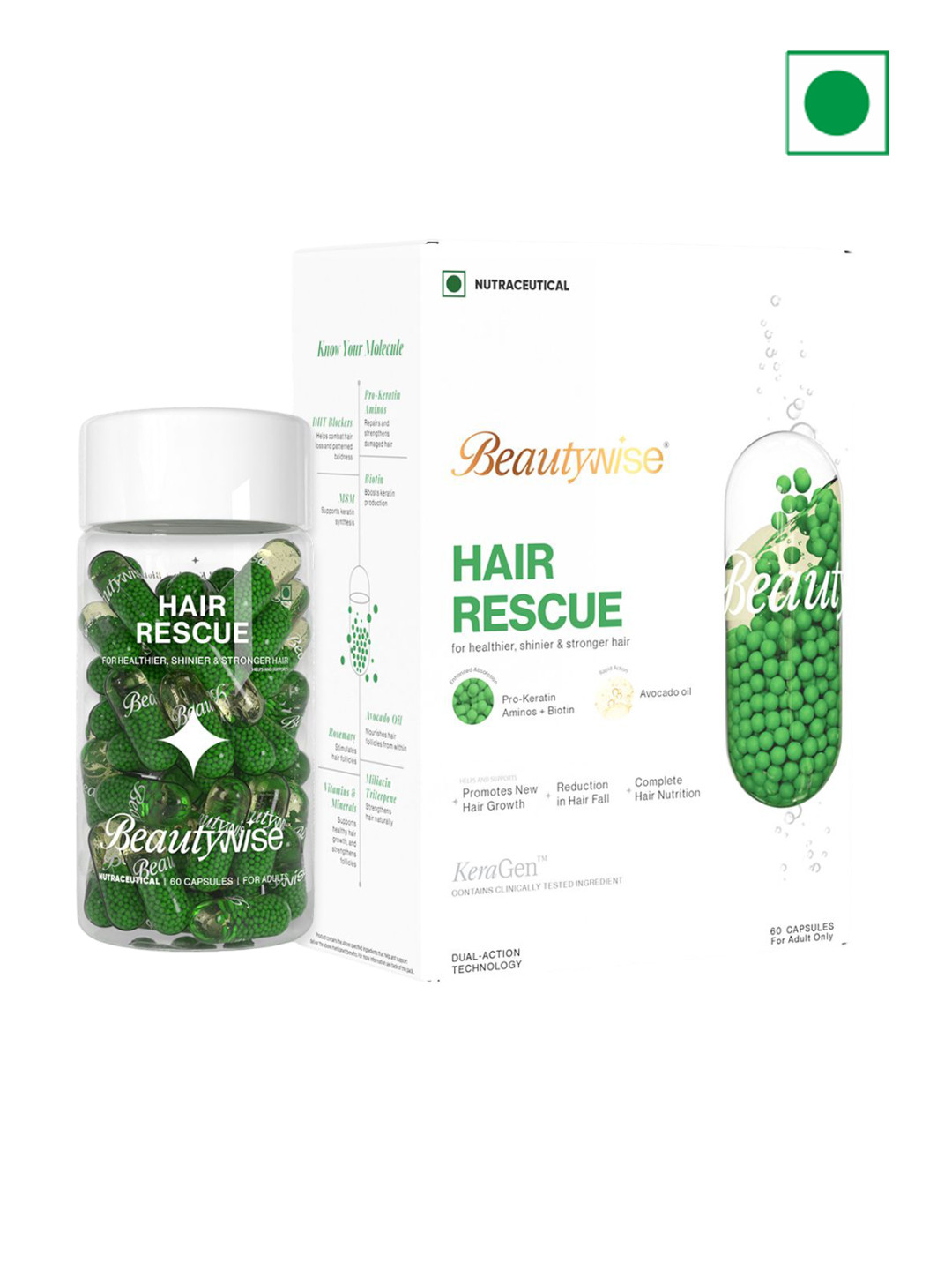 Beautywise Hair Rescue Capsules With Biotin & Keratin - 60 Capsules