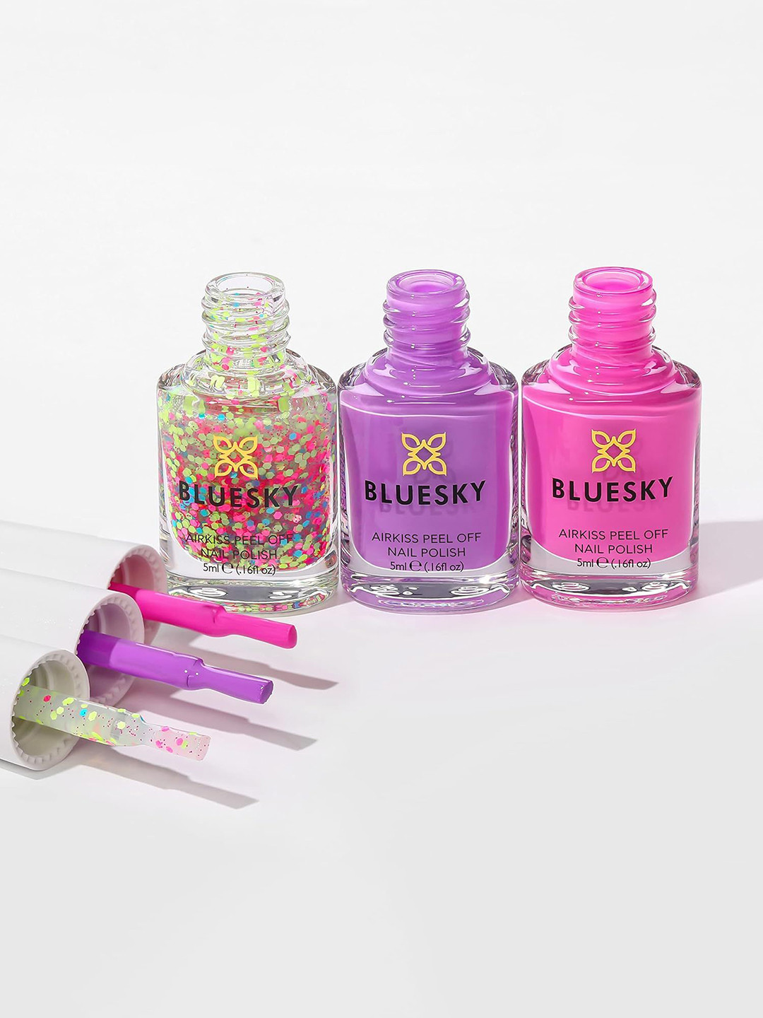 BLUESKY Kids Party Time Collection Set Of 3 Airkiss Peel Off Nail Polish - 5 ml Each