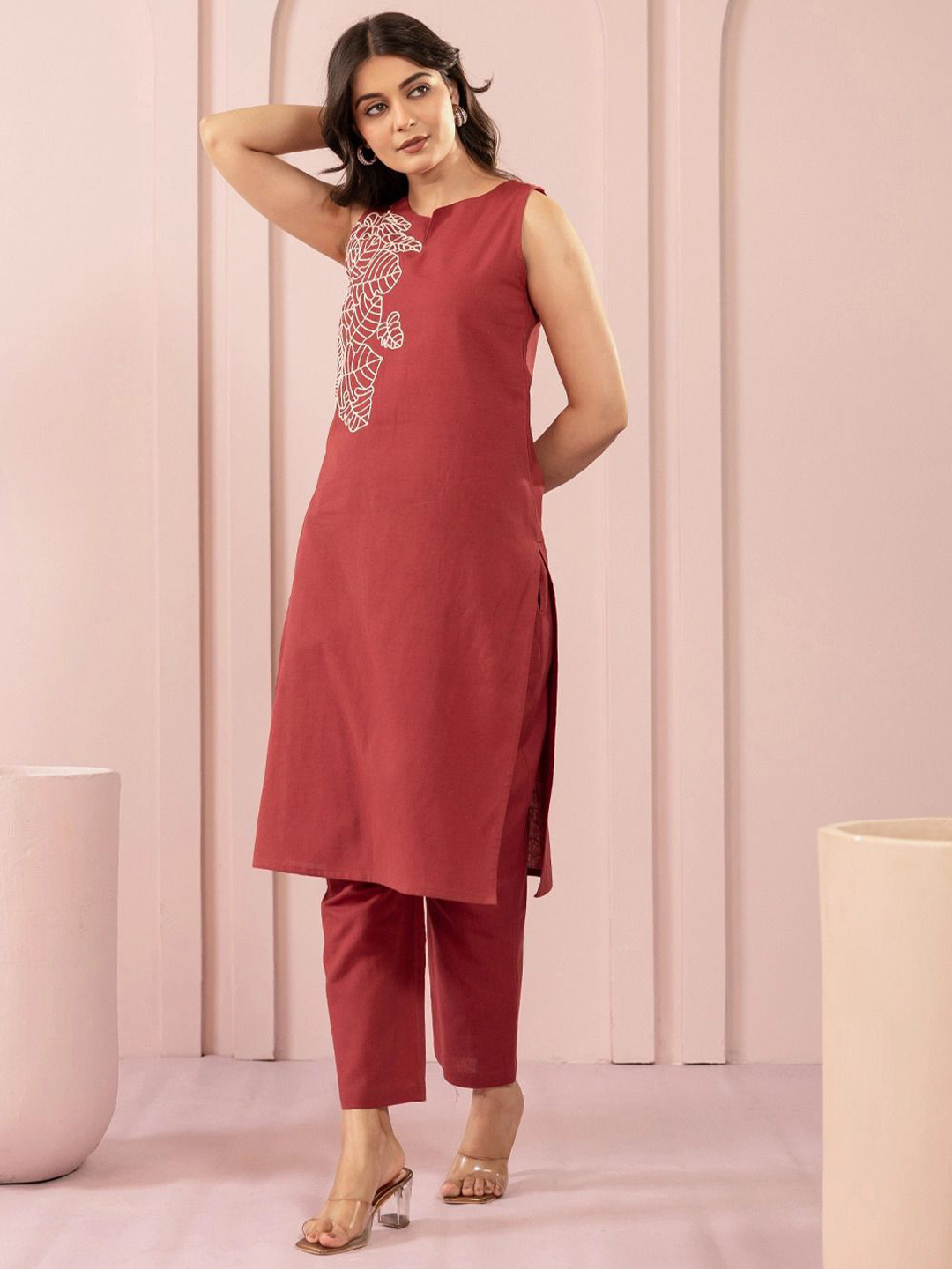 AUTUMN LANE Purna Rustic Embroidery Pure Cotton Kurta With Trouser