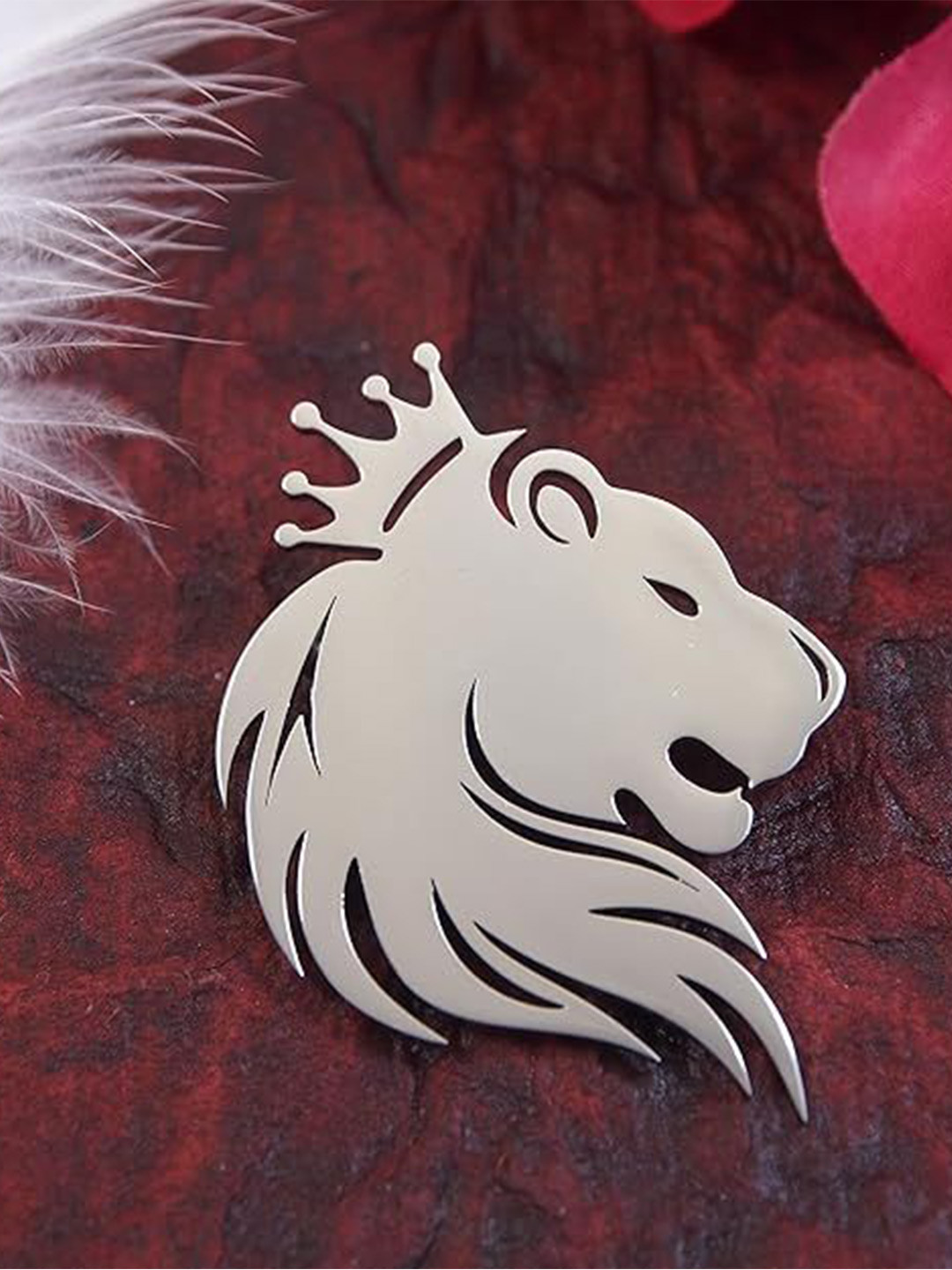 ADORN Unisex Stainless Steel Lion Brooch