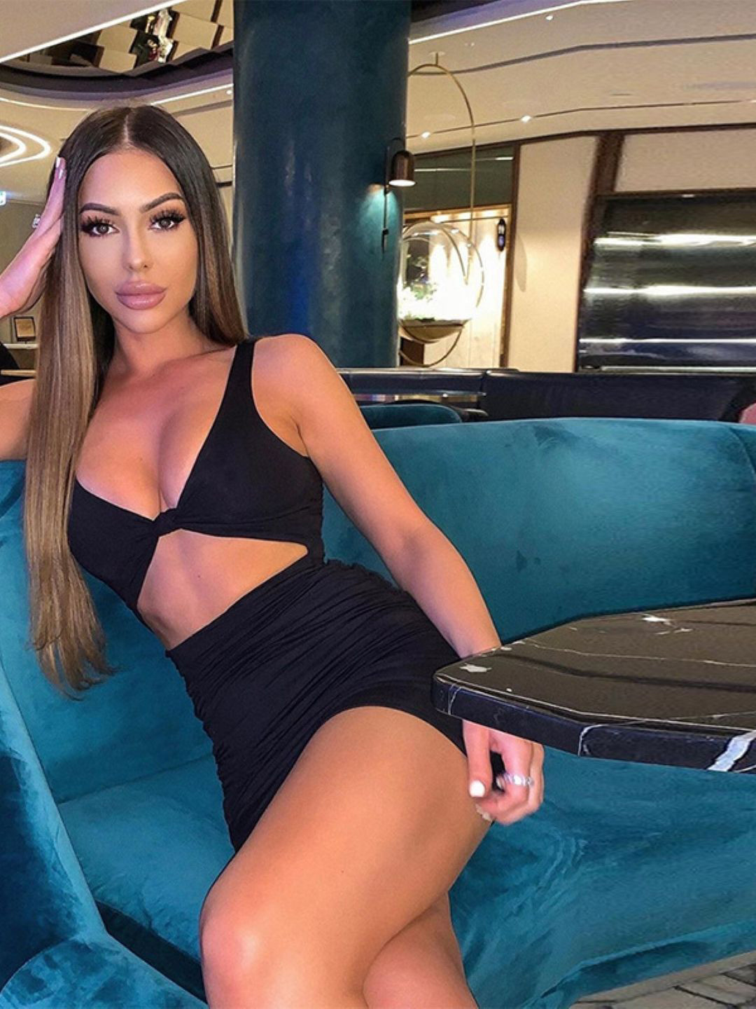 StyleCast Black V Neck Bodycon Mini Dress