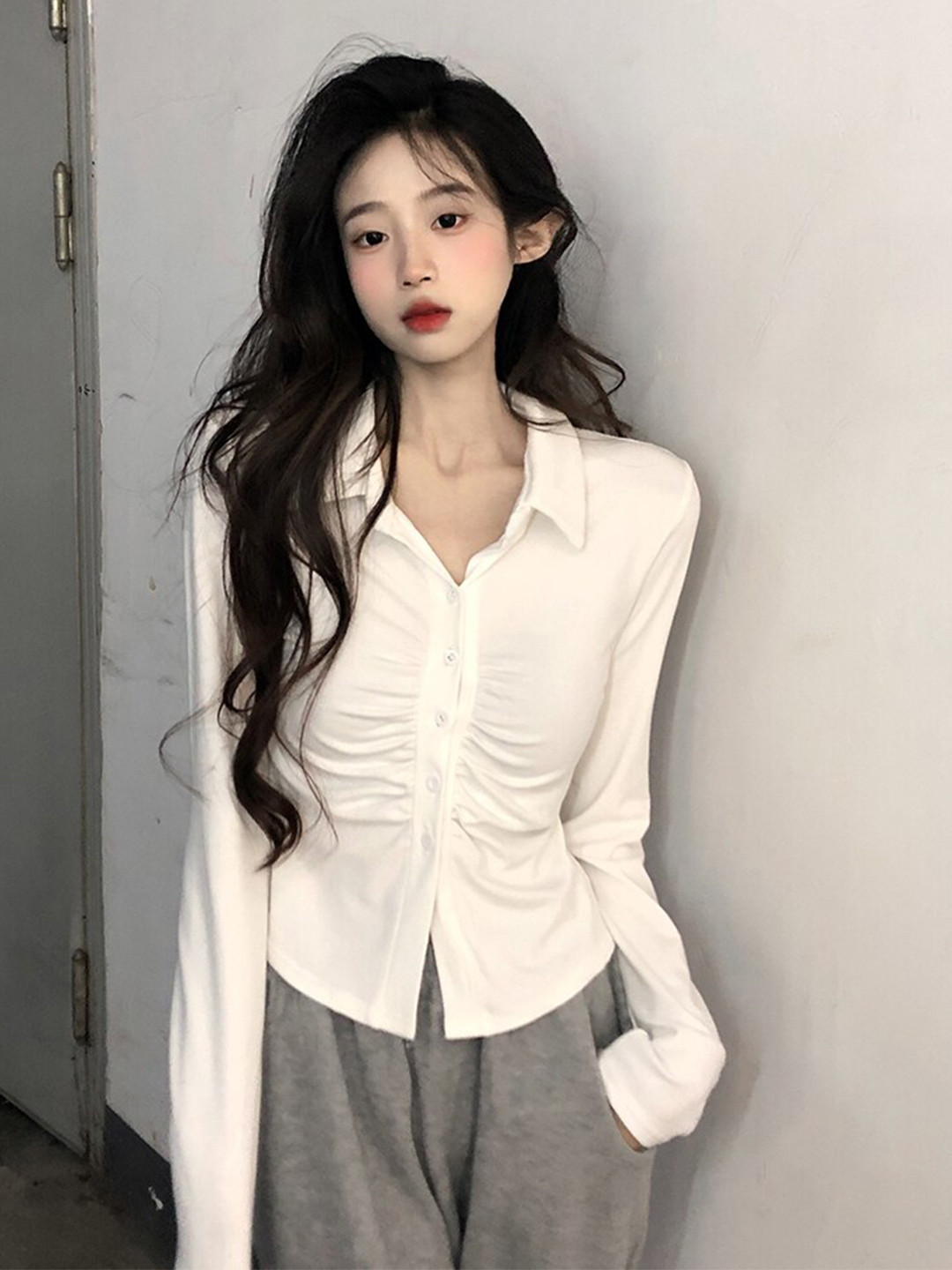 StyleCast White Shirt Collar Shirt Style Top