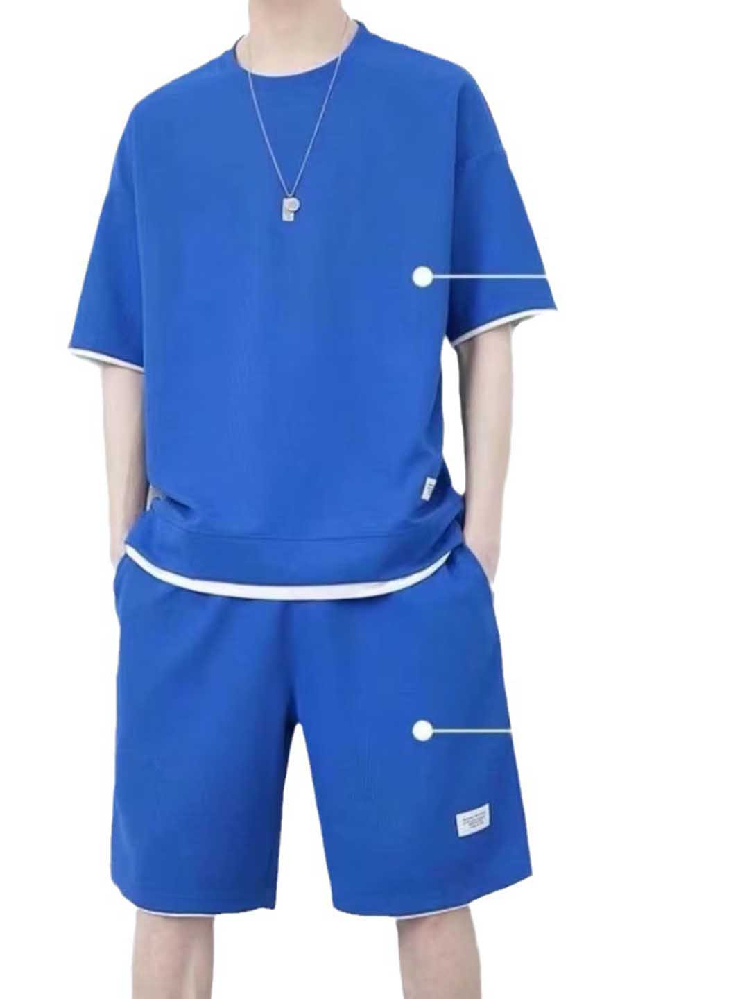 StyleCast Blue Round Neck T-shirt with shorts