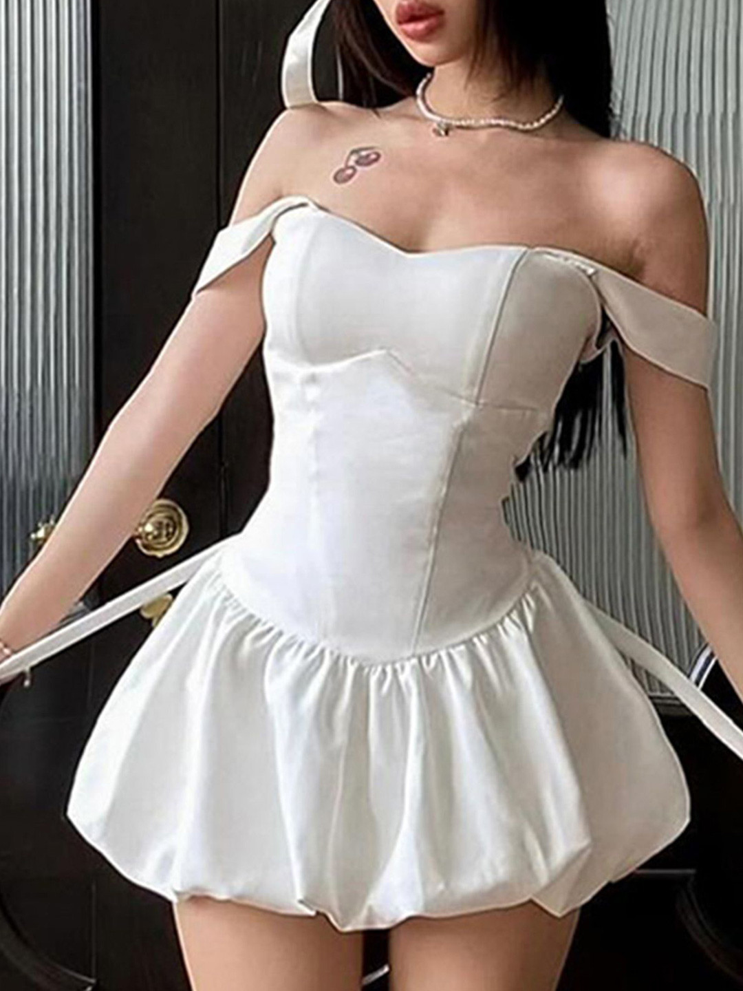 LULU & SKY Off-Shoulder Corset Dress