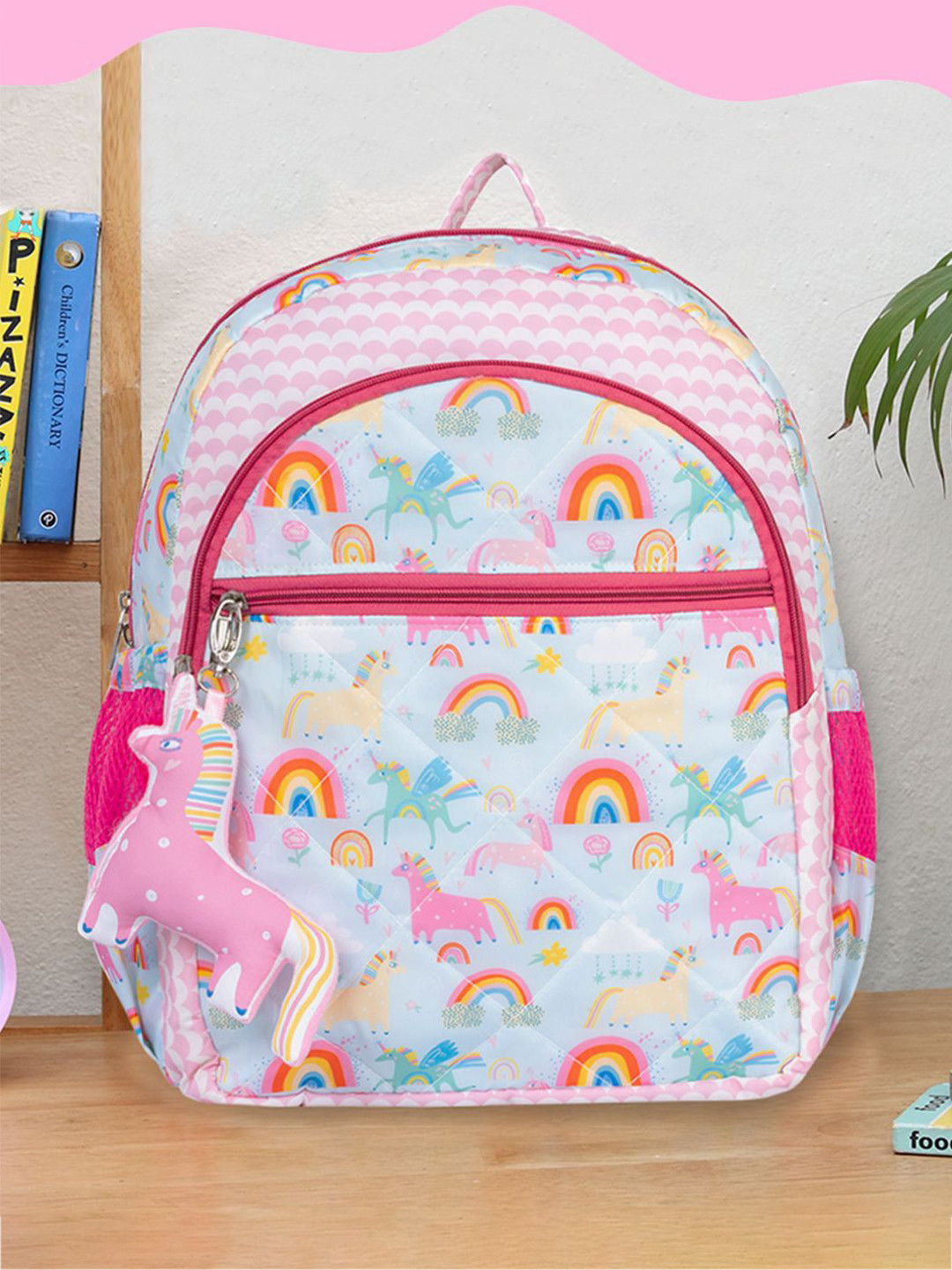 ROSADA Kids Blue Unicorn Printed Lightweight Waterproof School Bag Backpack 11inch
