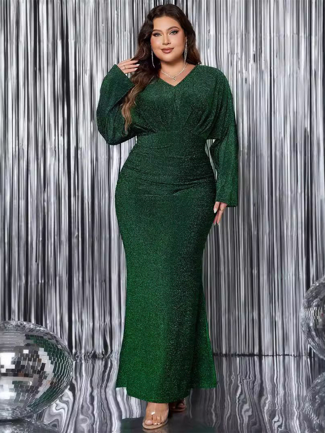 StyleCast Curve Women Green Embellished Maxi Dress