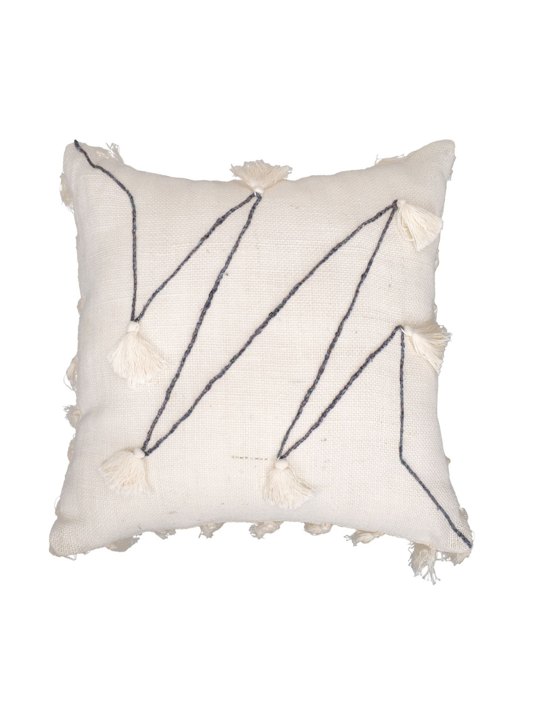 SH Creation and Handlooms 2-Pcs Off-White & Grey Self-Designed Pre-FilledCushions
