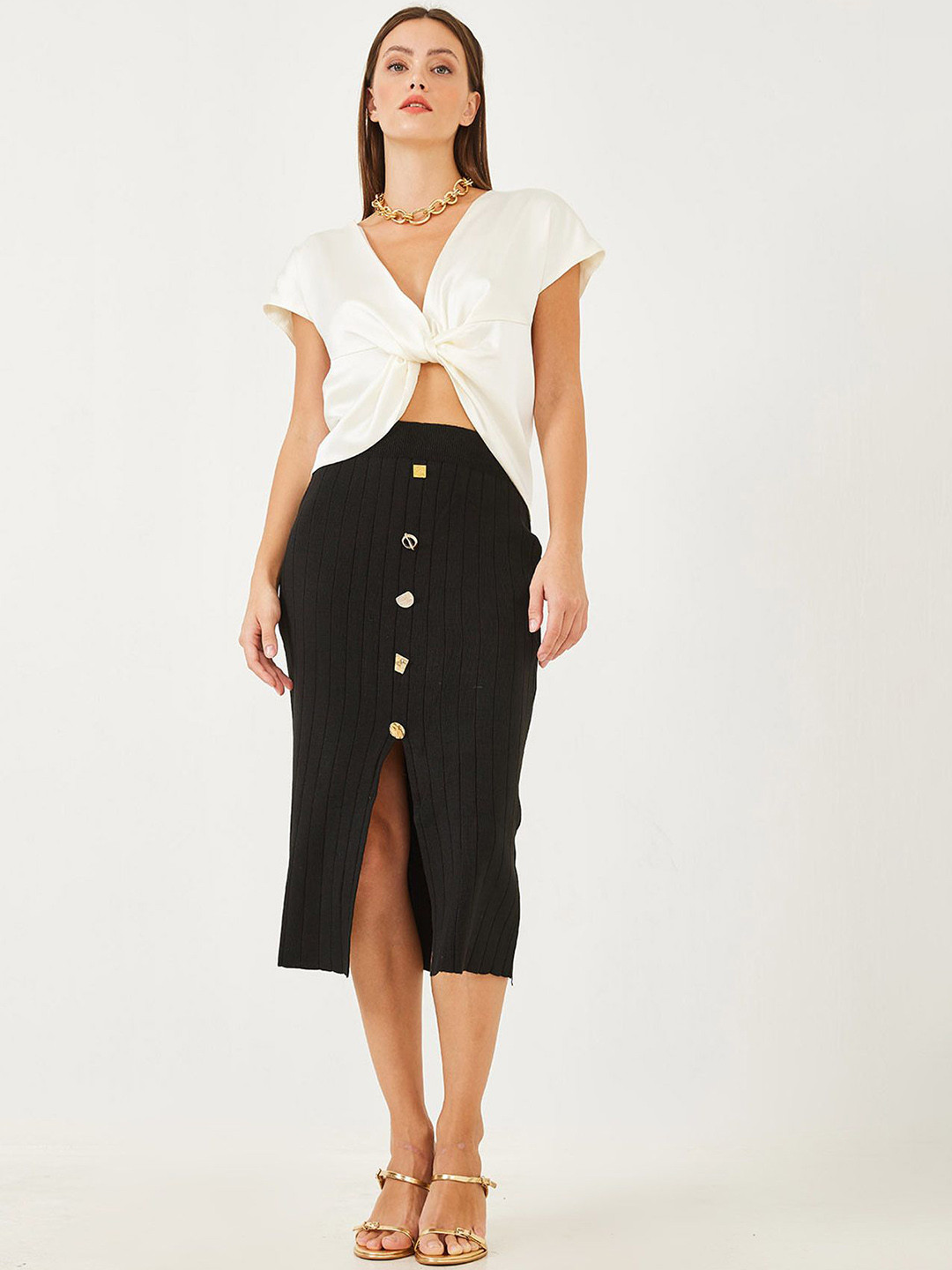 BIANCO LUCCI Straight Midi Skirt