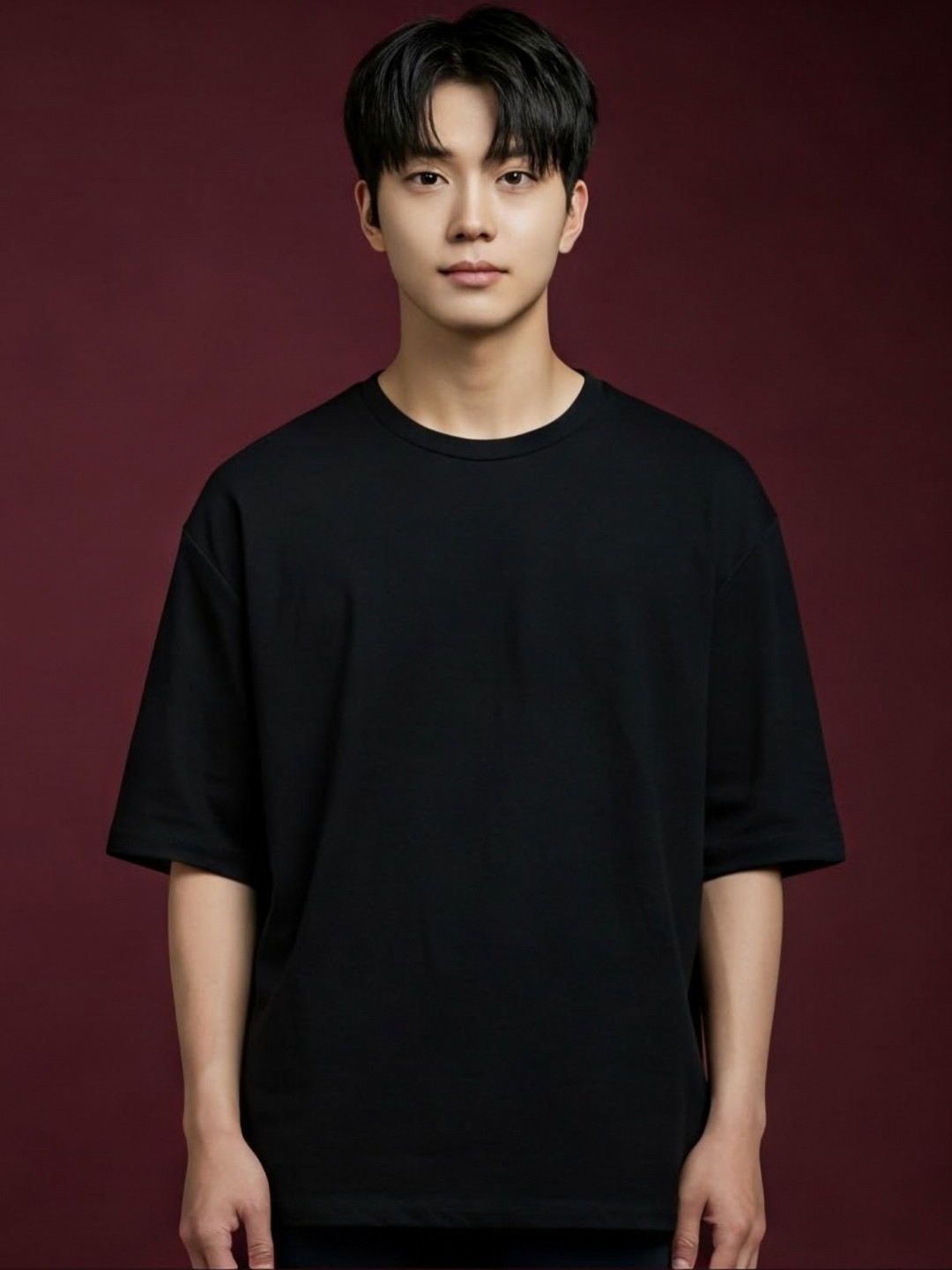SMAN Men Solid Black Round Neck T-shirt