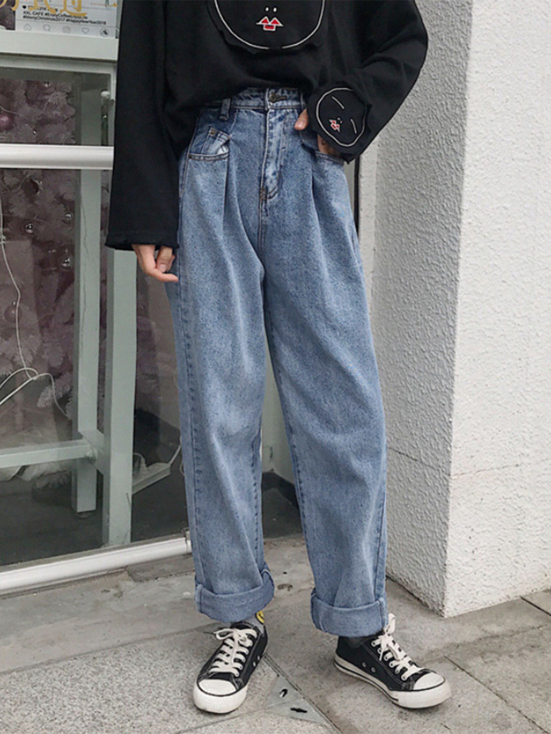 StyleCast Women Cotton Dad Fit High-Rise Jeans