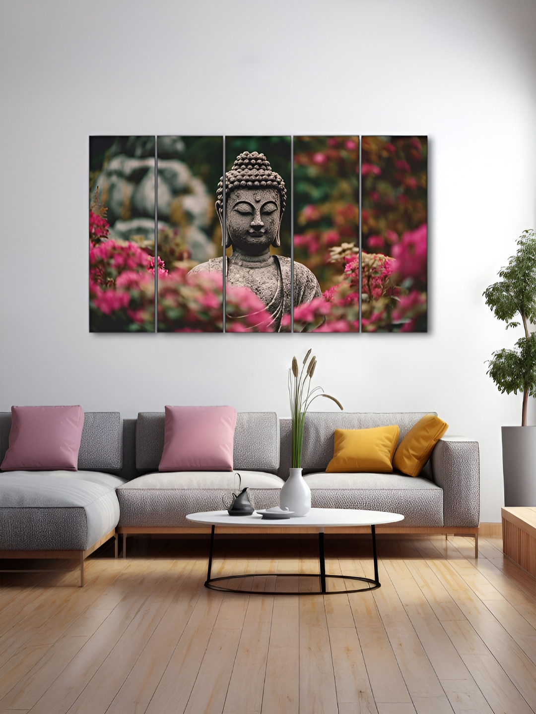 The Castle Decor Wood 5 Piece Wall Rectangle Paintings Wall Art 26.77 x 47.63In