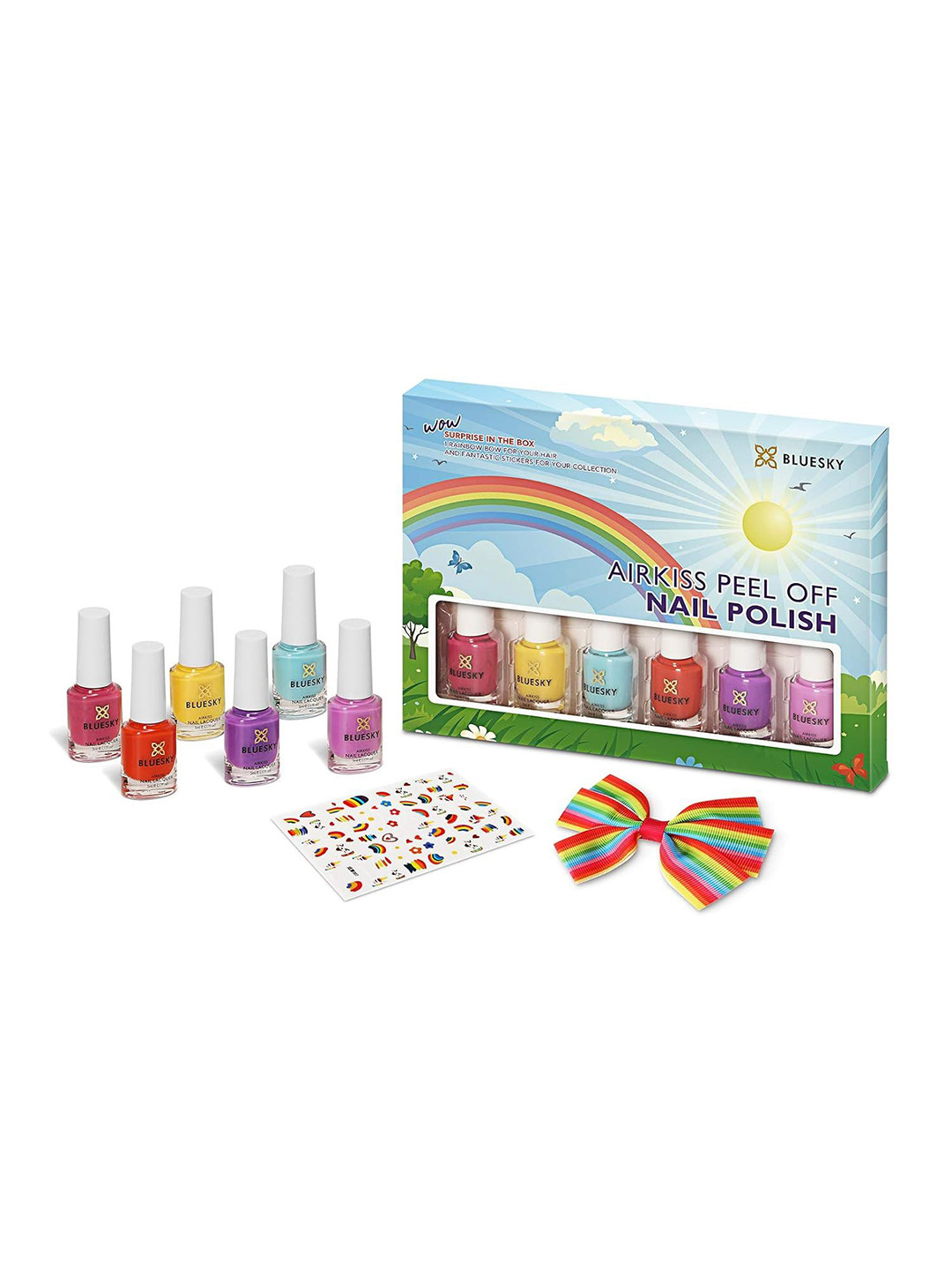 BLUESKY Girls Set Of 6 Airkiss Polish 5ml Each Candyfloss-Fairies-Magic-Rainbows-Sunshine